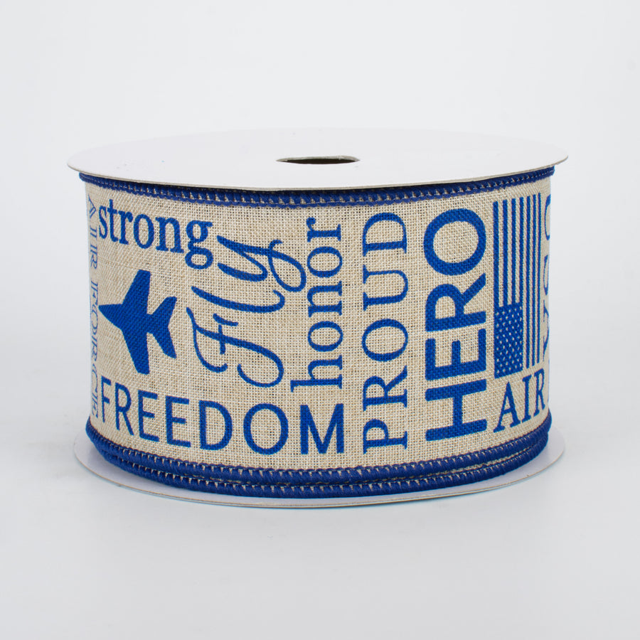 2.5" Air Force Ribbon: Light Natural & Blue (10 Yards)