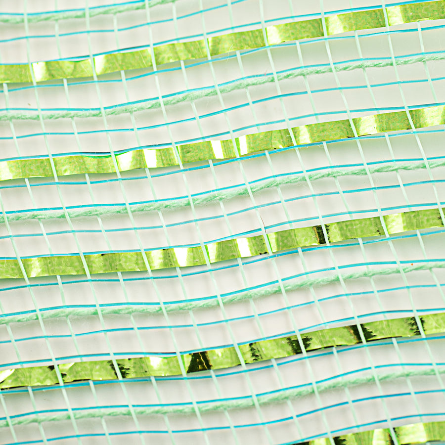 10" All Foil Thick Metallic Mesh: Aqua & Lime detail photo 3