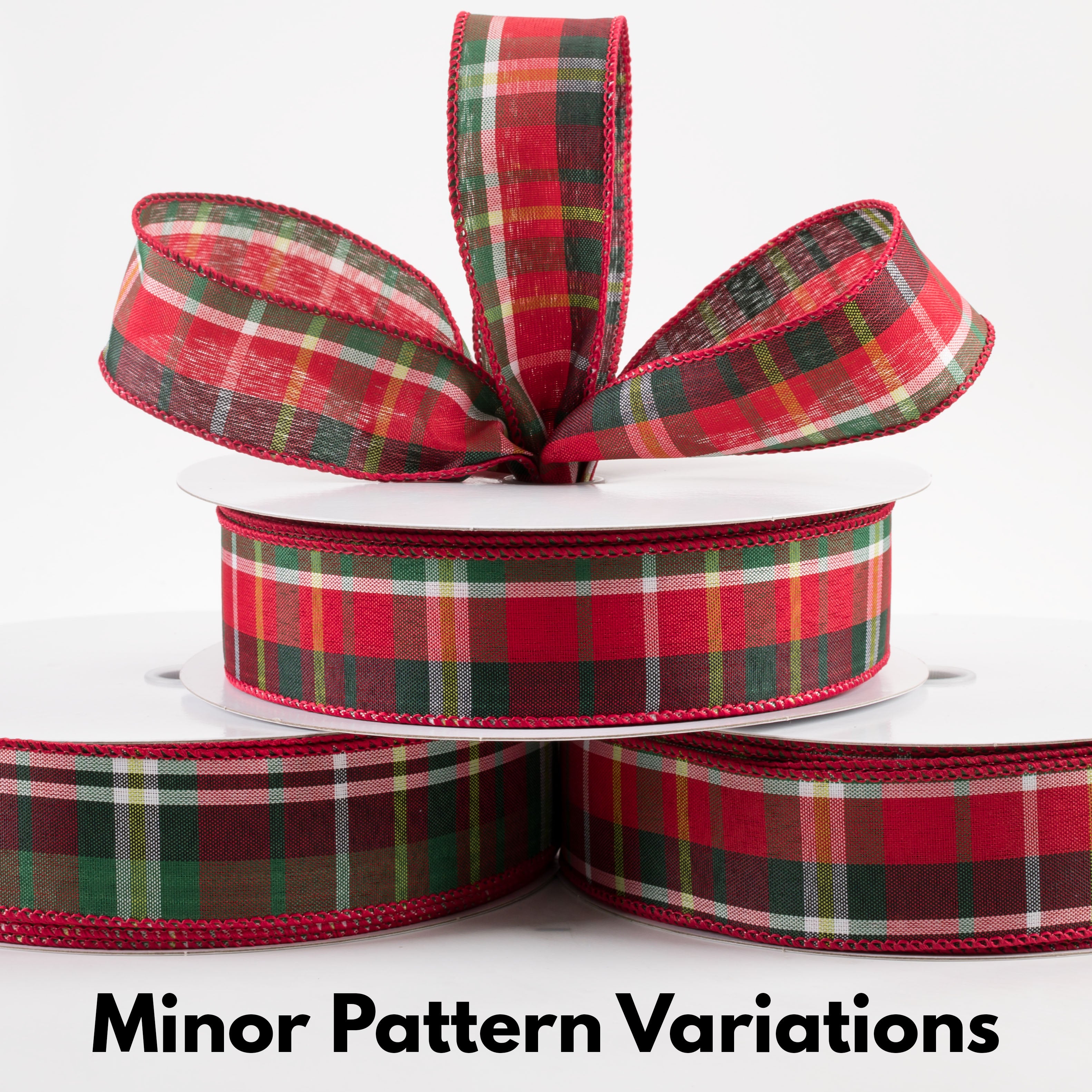 1.5" Allen Plaid Ribbon: Red, Emerald, Lime, White (50 Yards) Lifestyle Photo