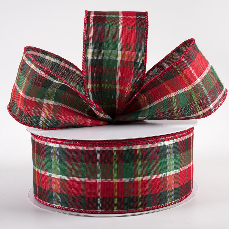 2.5" Allen Plaid Ribbon: Red, Emerald, Lime, White (50 Yards) Lifestyle Photo