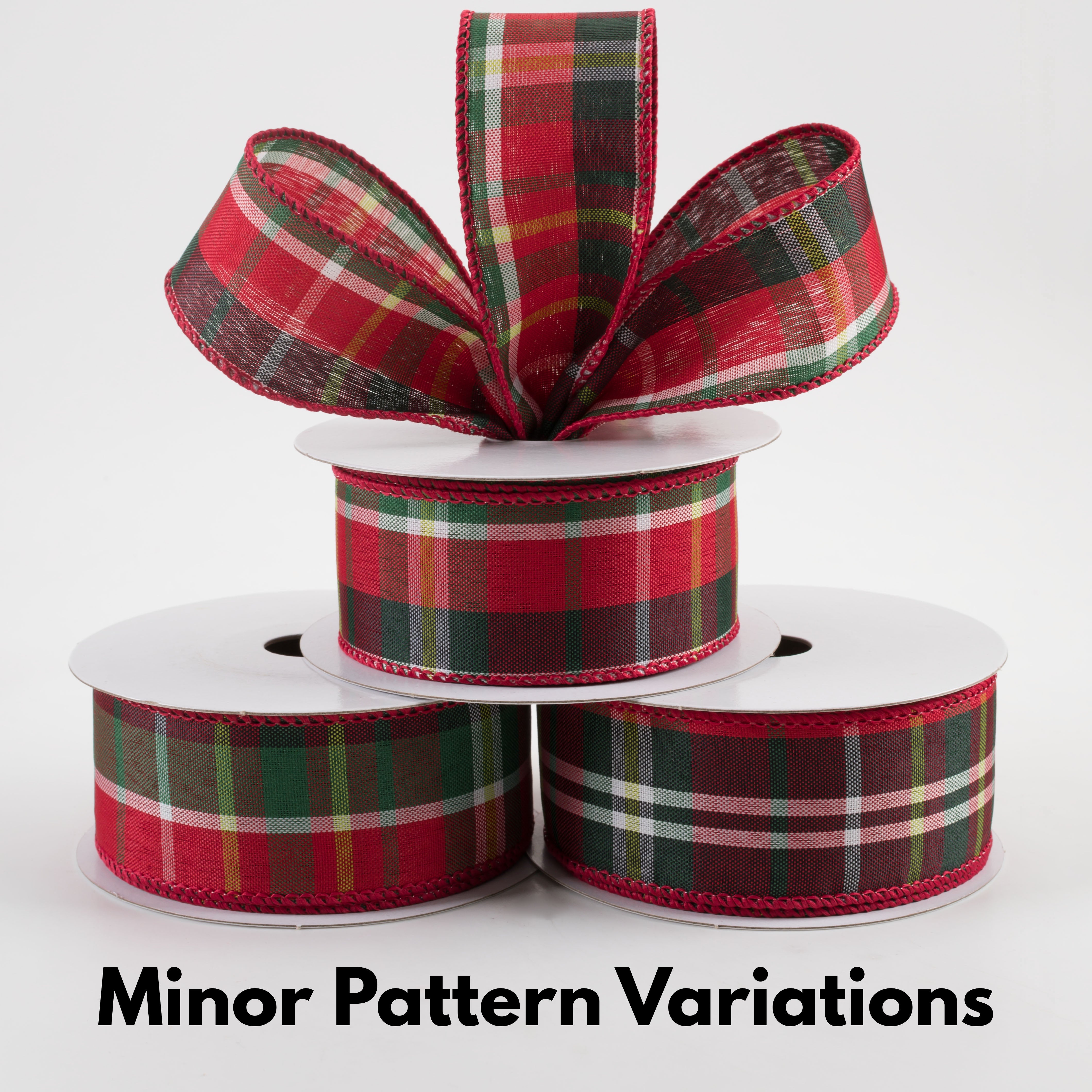 1.5" Allen Plaid Ribbon: Red, Emerald, Lime, White (10 Yards) Lifestyle Photo