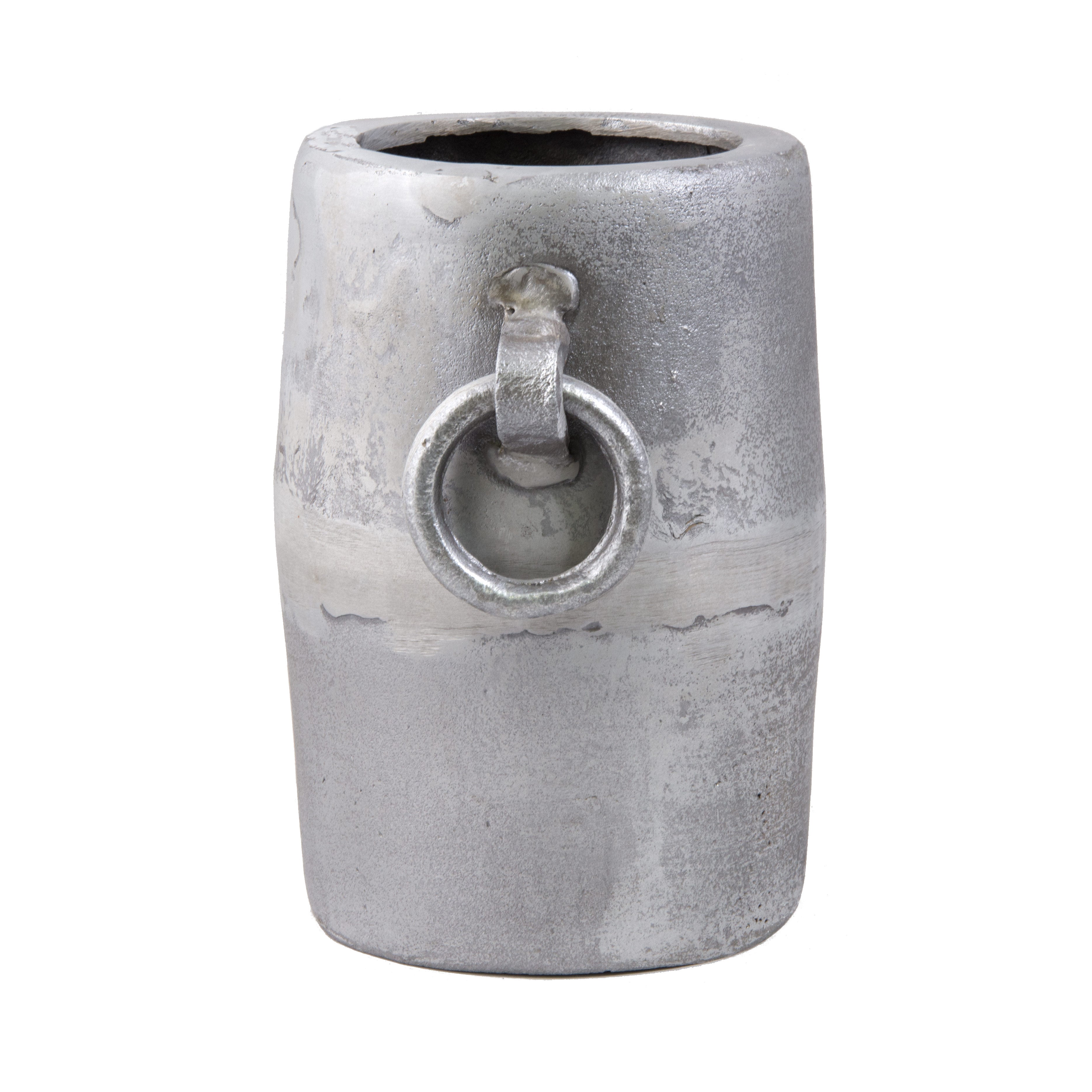9.5" Aluminum Ring Handle Vase: Rock Grey detail photo 3