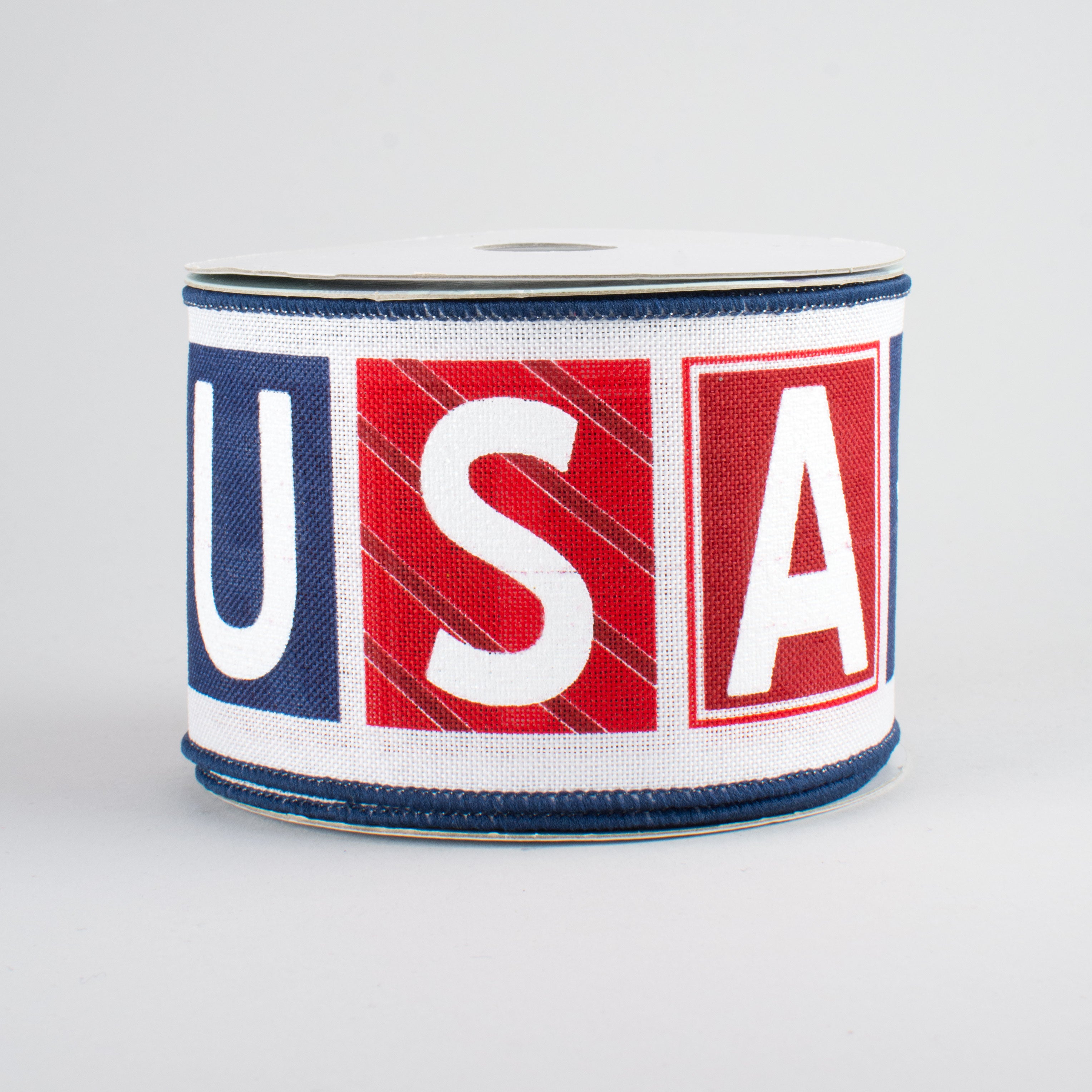 2.5" America USA Blocks Ribbon: Red, White, Blue (10 Yards)