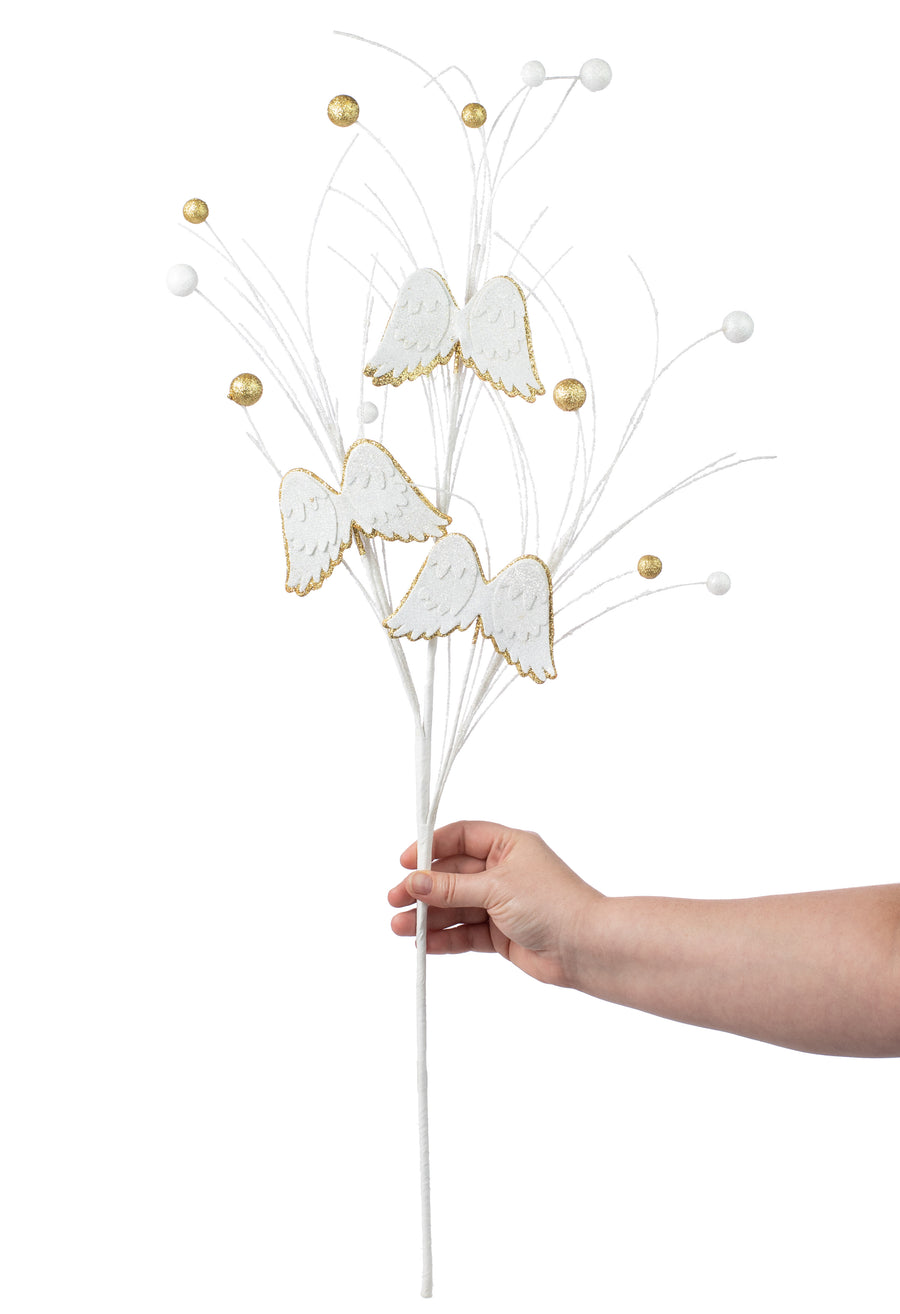 29" Angel Wings Spray: White & Gold Lifestyle Photo