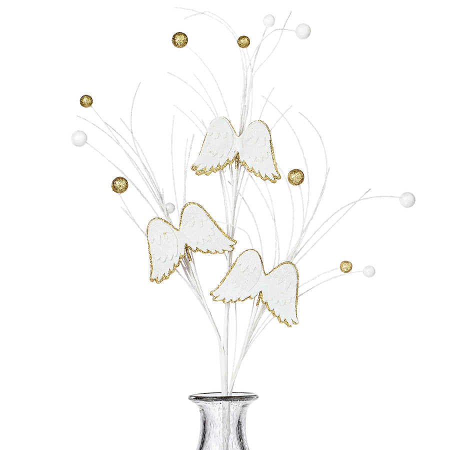 29" Angel Wings Spray: White & Gold Item Number: MN0019