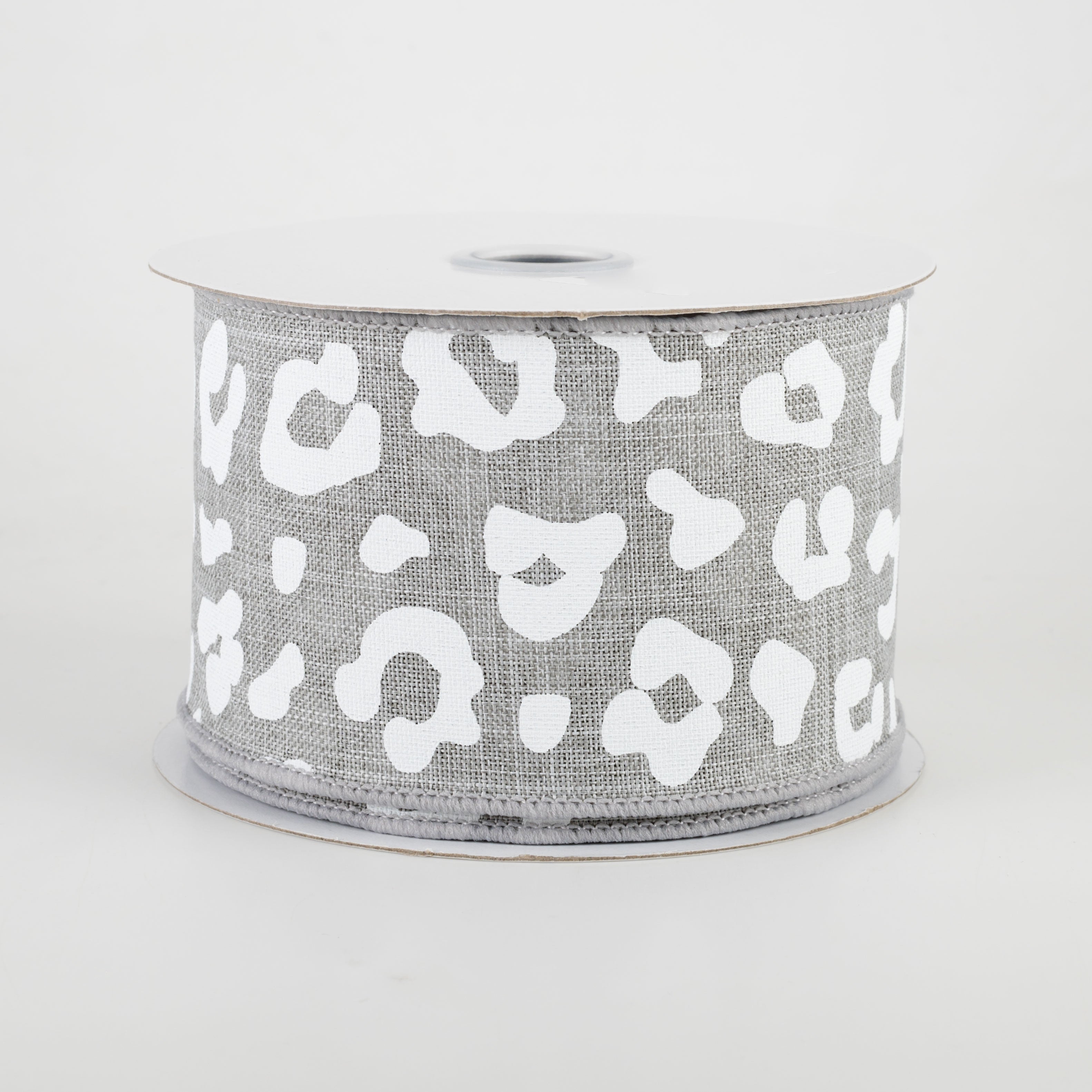 2.5" Animal Print Ribbon: Light Grey & White (10 Yards)