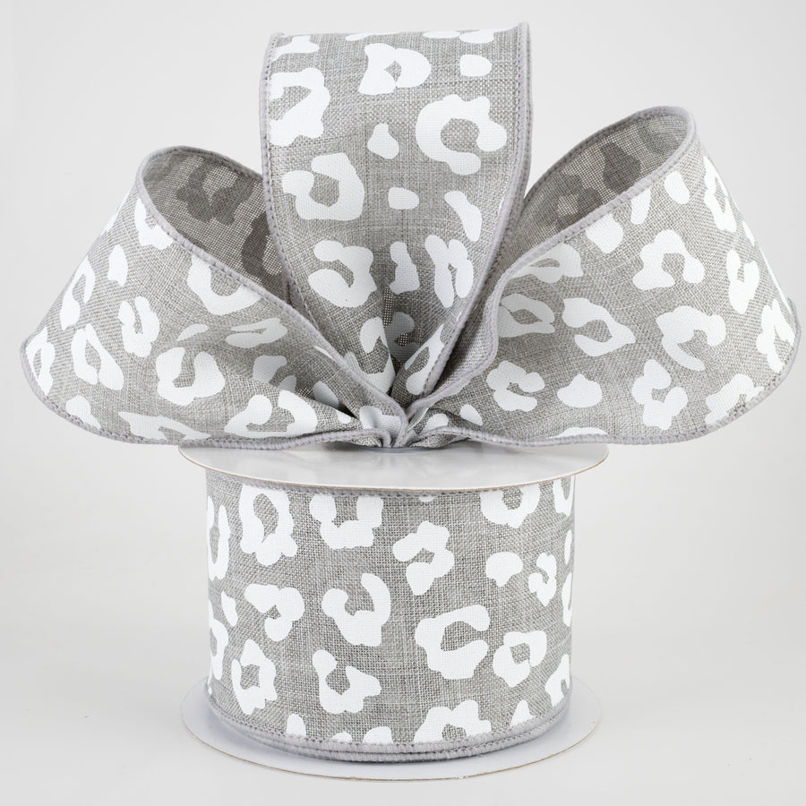 2.5" Animal Print Ribbon: Light Grey & White (10 Yards) Lifestyle Photo