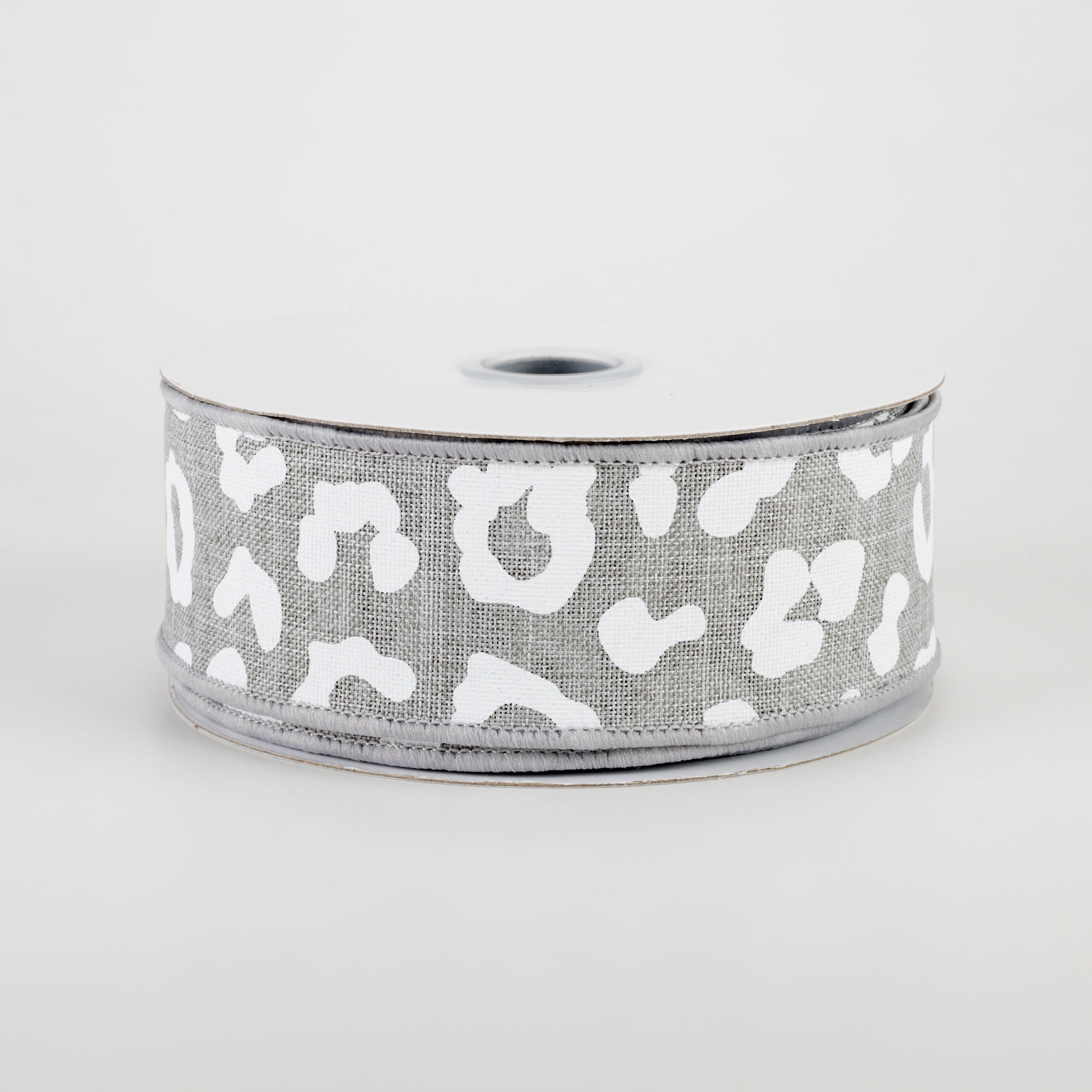 1.5" Animal Print Ribbon: Light Grey & White (10 Yards)