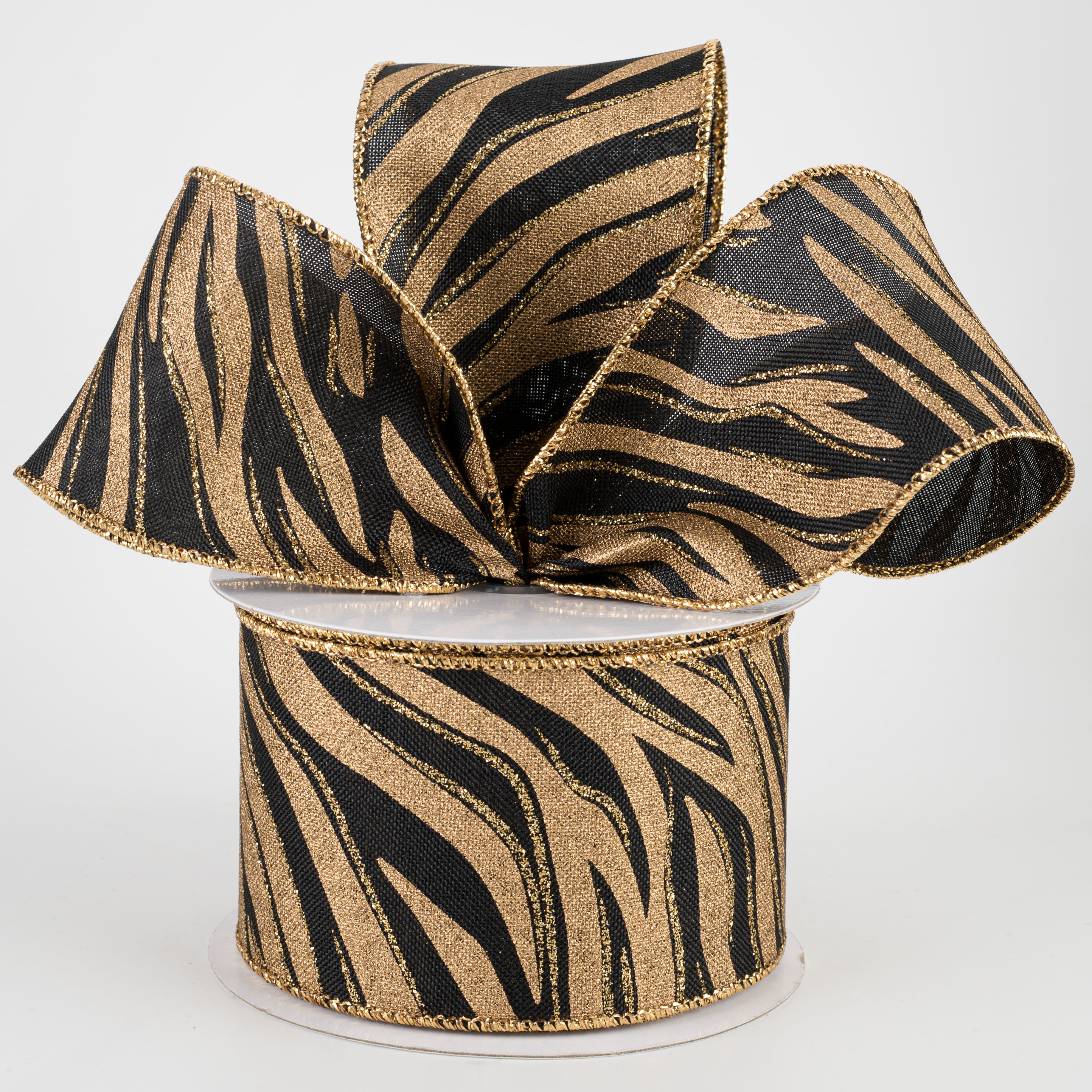 2.5" Animal Stripes Ribbon: Gold & Black (10 Yards) Lifestyle Photo