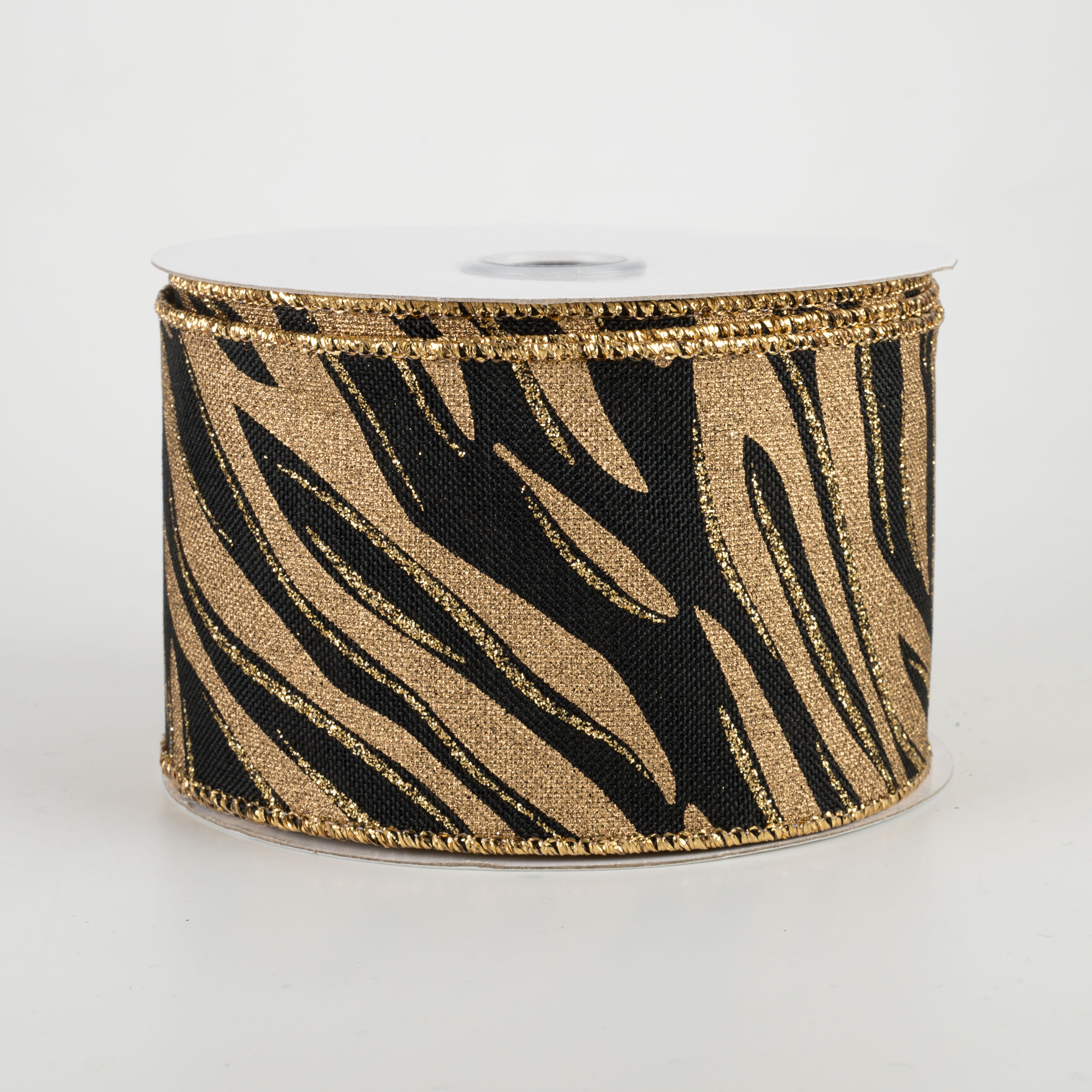 2.5" Animal Stripes Ribbon: Gold & Black (10 Yards)