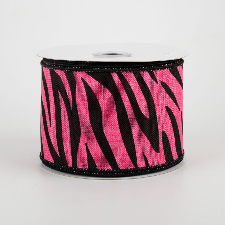 2.5" Animal Stripes Ribbon: Hot Pink & Black (10 Yards)