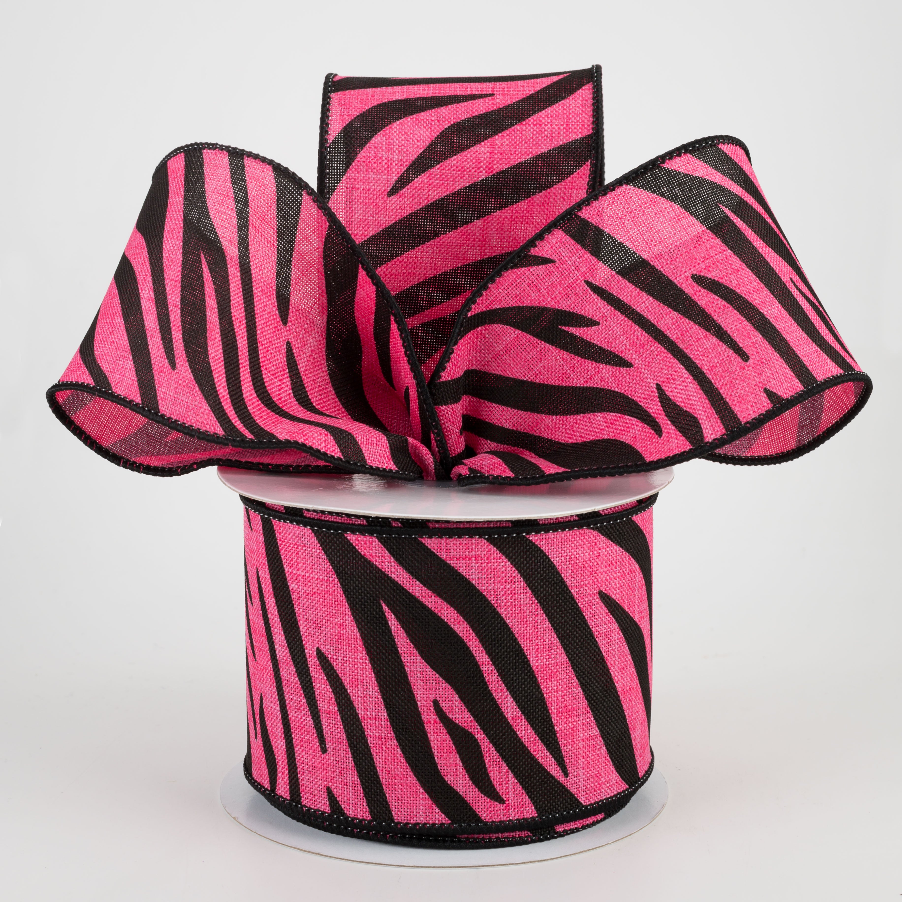 2.5" Animal Stripes Ribbon: Hot Pink & Black (10 Yards) Lifestyle Photo