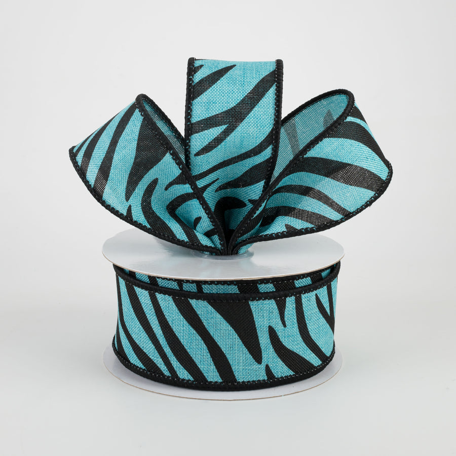 1.5" Animal Stripes Ribbon: Light Teal & Black (10 Yards) Lifestyle Photo