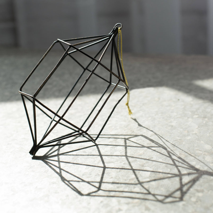 5" Antique Bronze Wire Ornament: Polyhedron Lifestyle Photo