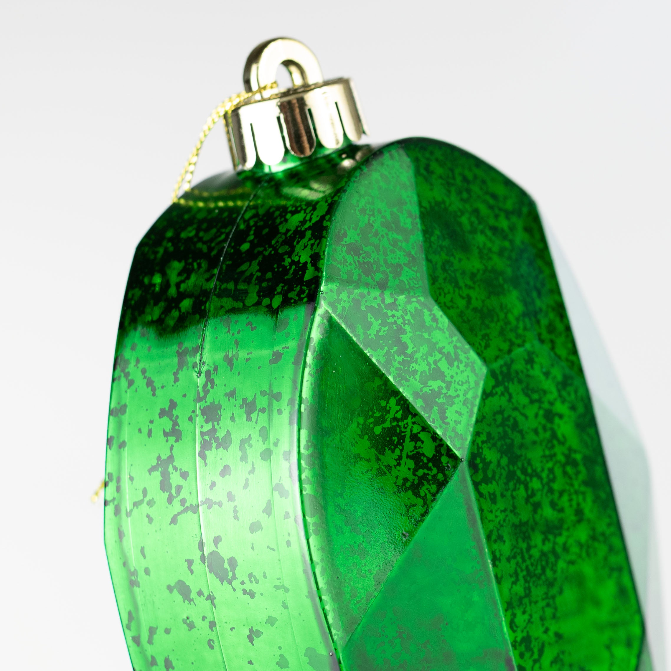 6.5" Antiqued Oval Gem Ornament: Mercury Emerald Green detail photo 4