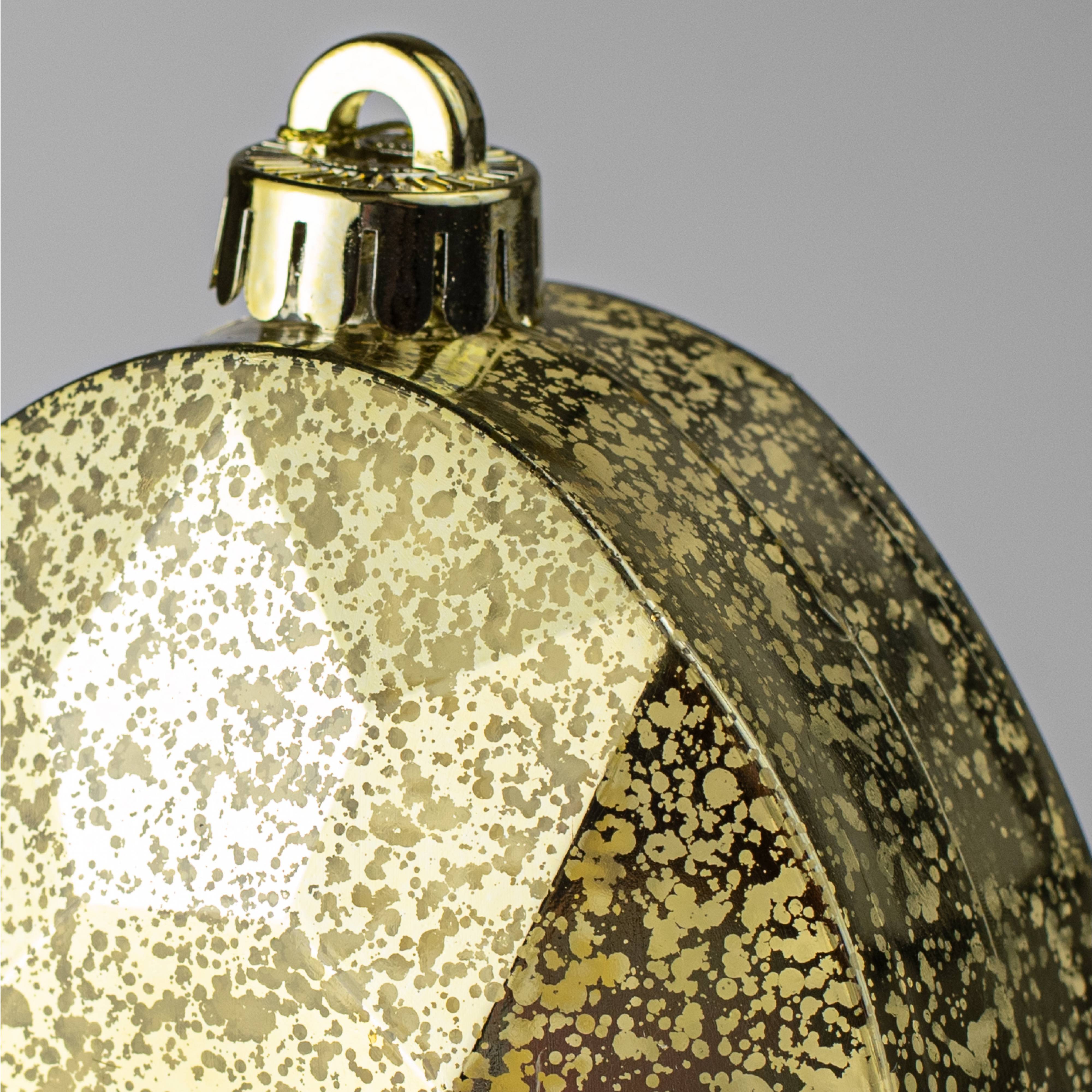 6.5" Antiqued Oval Gem Ornament: Mercury Gold detail photo 3