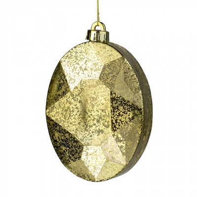 6.5" Antiqued Oval Gem Ornament: Mercury Gold Item Number: XJ551708