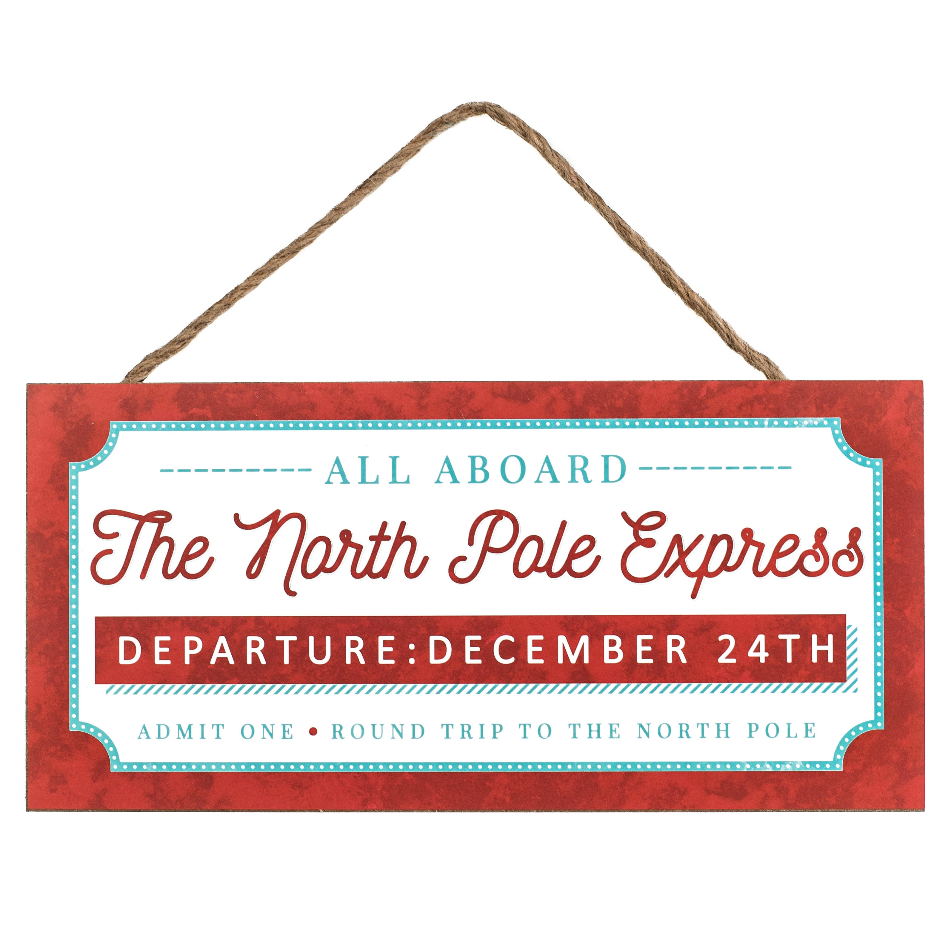 12" Wooden Sign: North Pole Express Blue