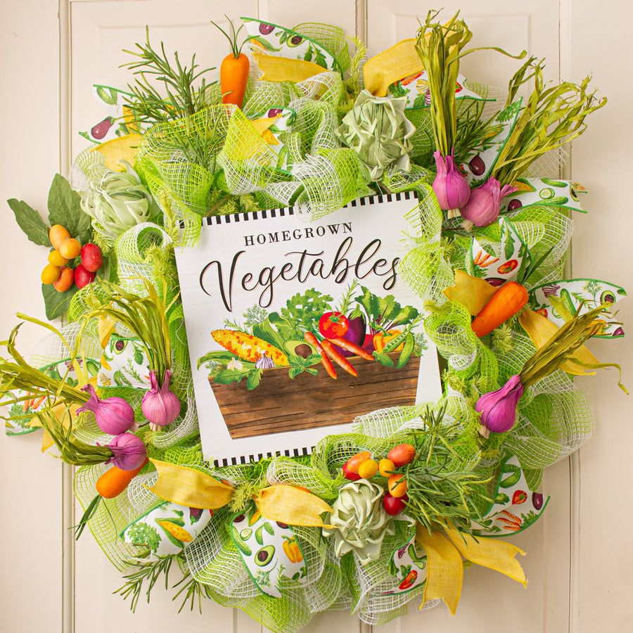 10" Square Wooden Sign: Homegrown Vegetables