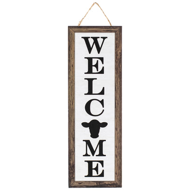 15" Wooden Sign: Farmhouse Cow Welcome