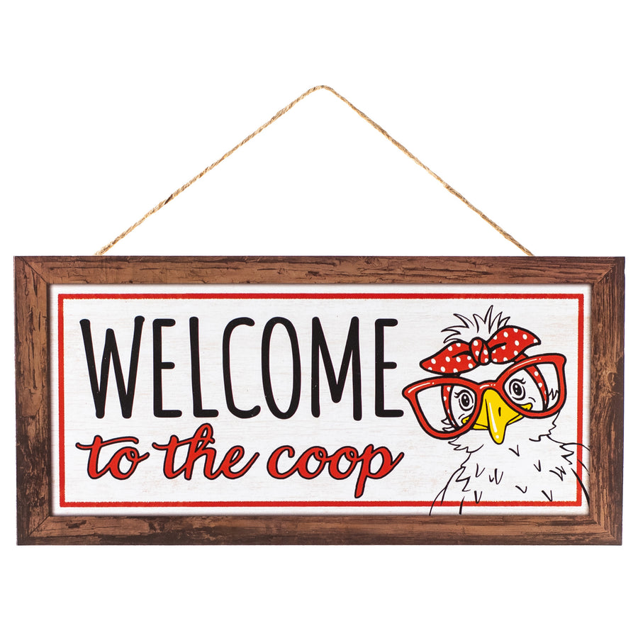 12" Wooden Sign: Welcome To The Coop Chicken