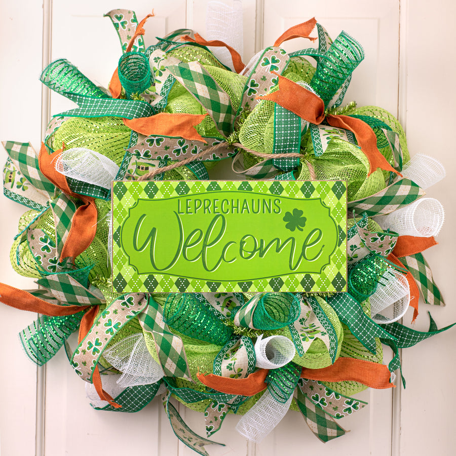 12" Wooden Sign: Leprechauns Welcome