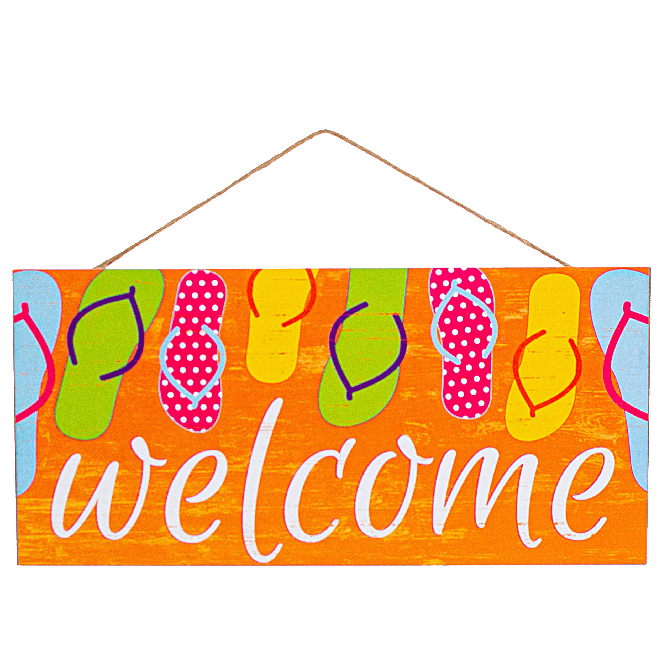 12" Wooden Sign: Flip Flops Welcome