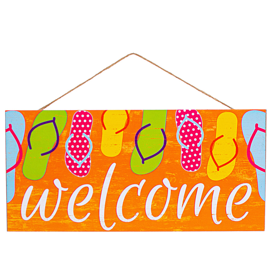 12" Wooden Sign: Flip Flops Welcome