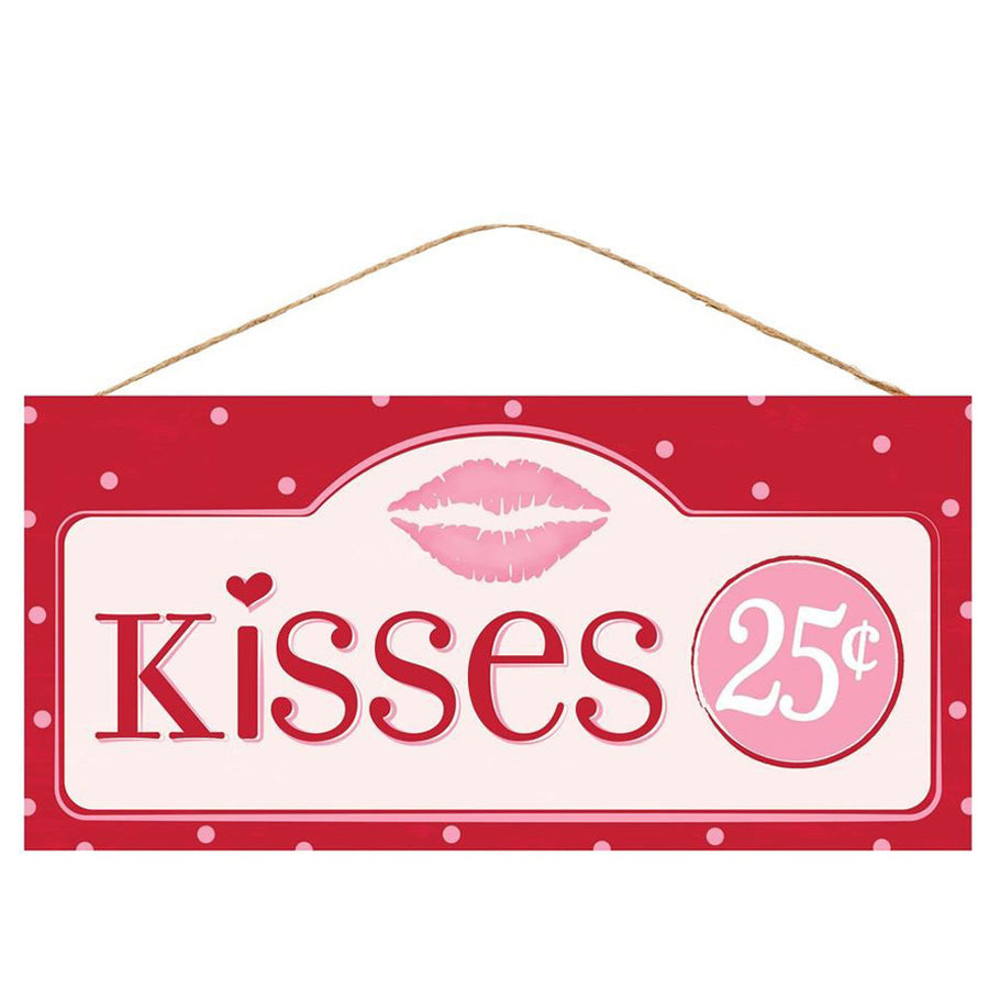 12" Wooden Sign: Kisses