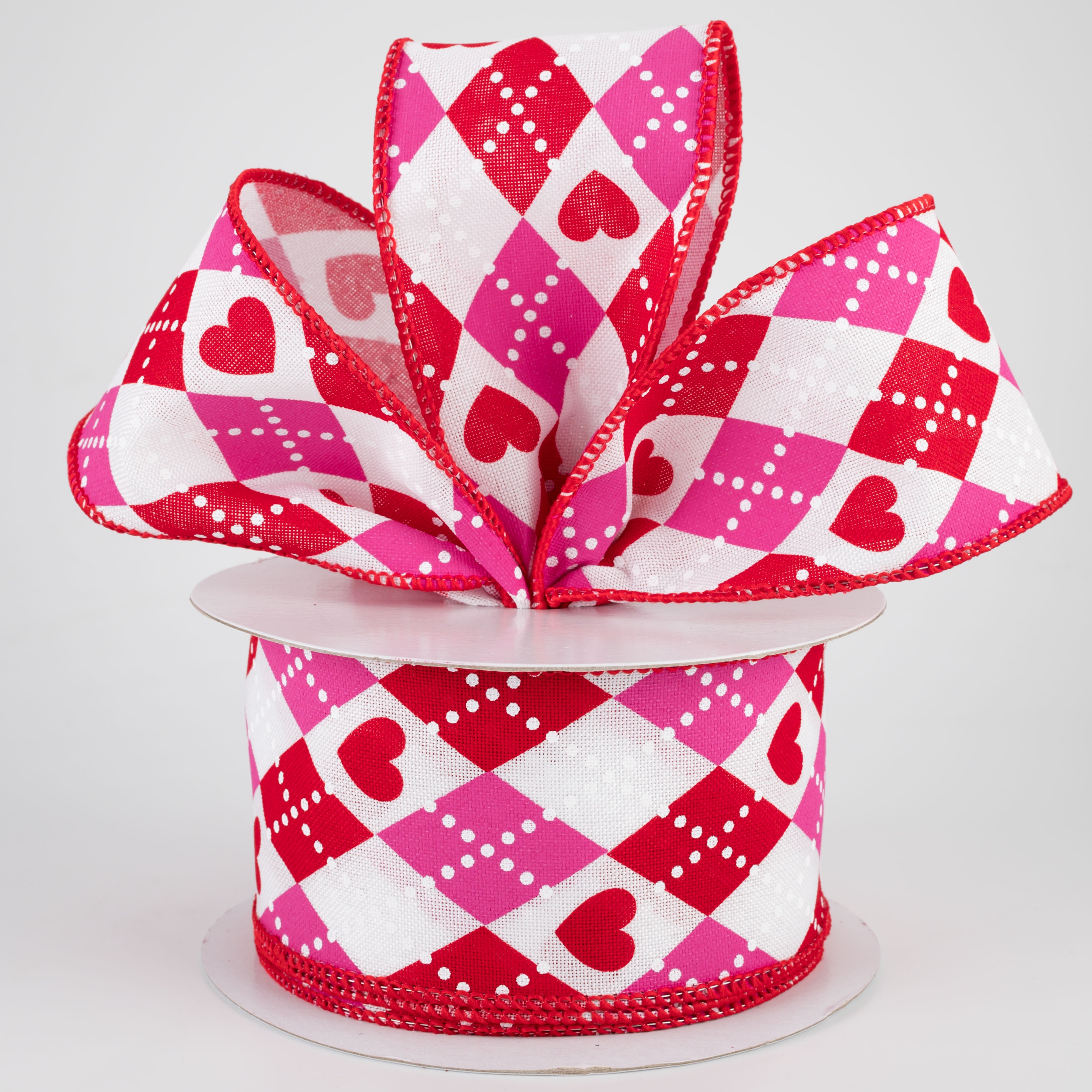 2.5" Argyle Hearts Ribbon (10 Yards) Lifestyle Photo