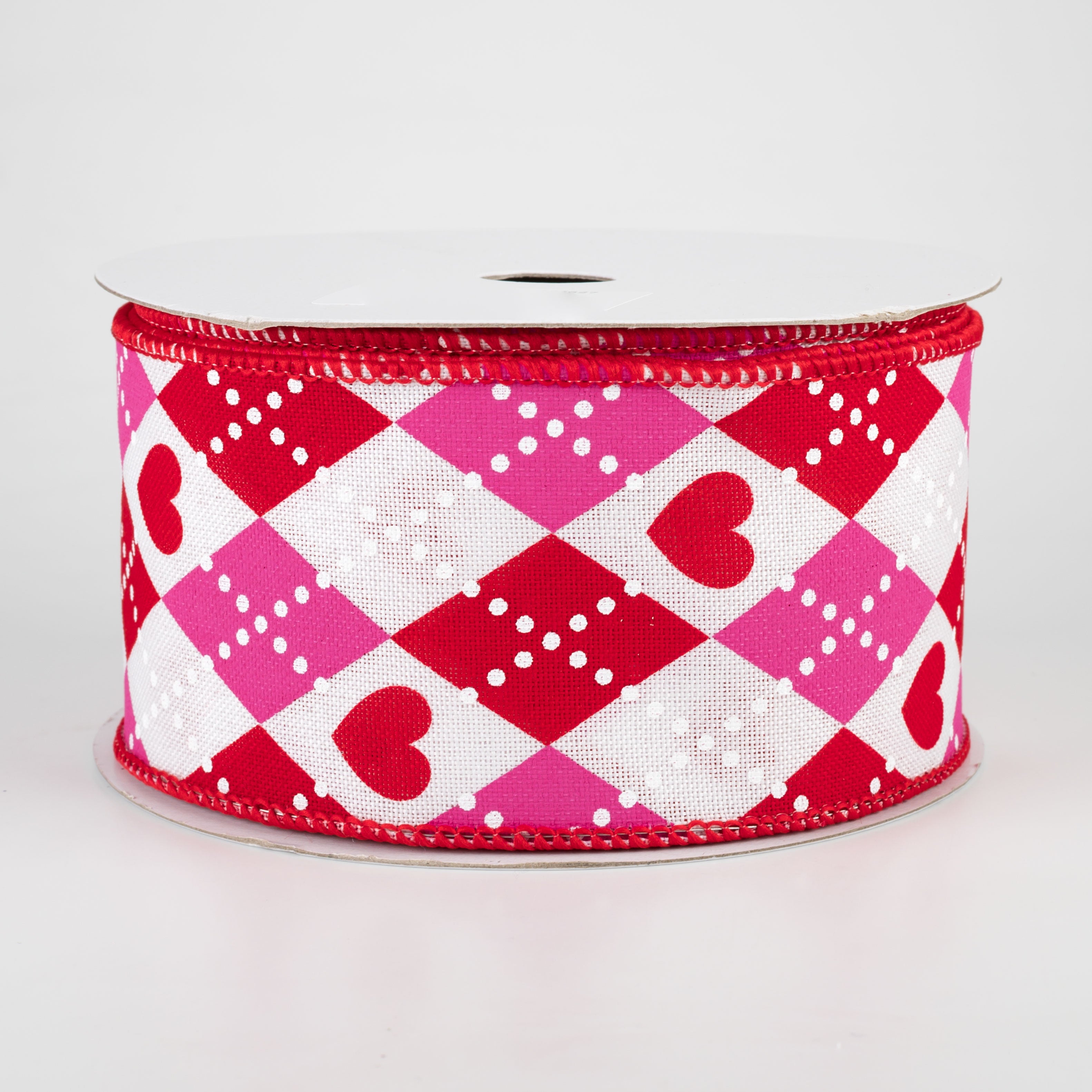 2.5" Argyle Hearts Ribbon (10 Yards)