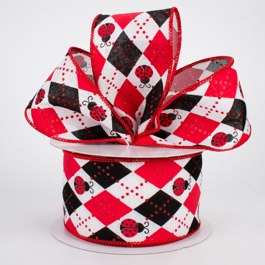 2.5" Argyle Ladybugs Ribbon (10 Yards) Lifestyle Photo