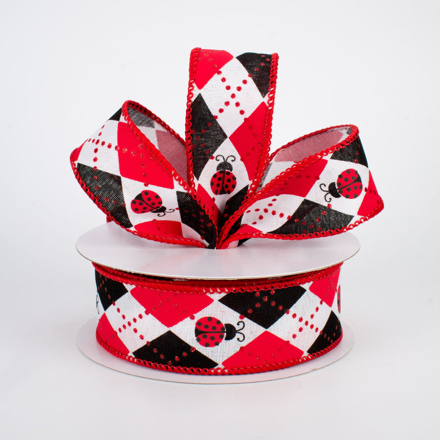 1.5" Argyle Ladybugs Ribbon (10 Yards) Lifestyle Photo