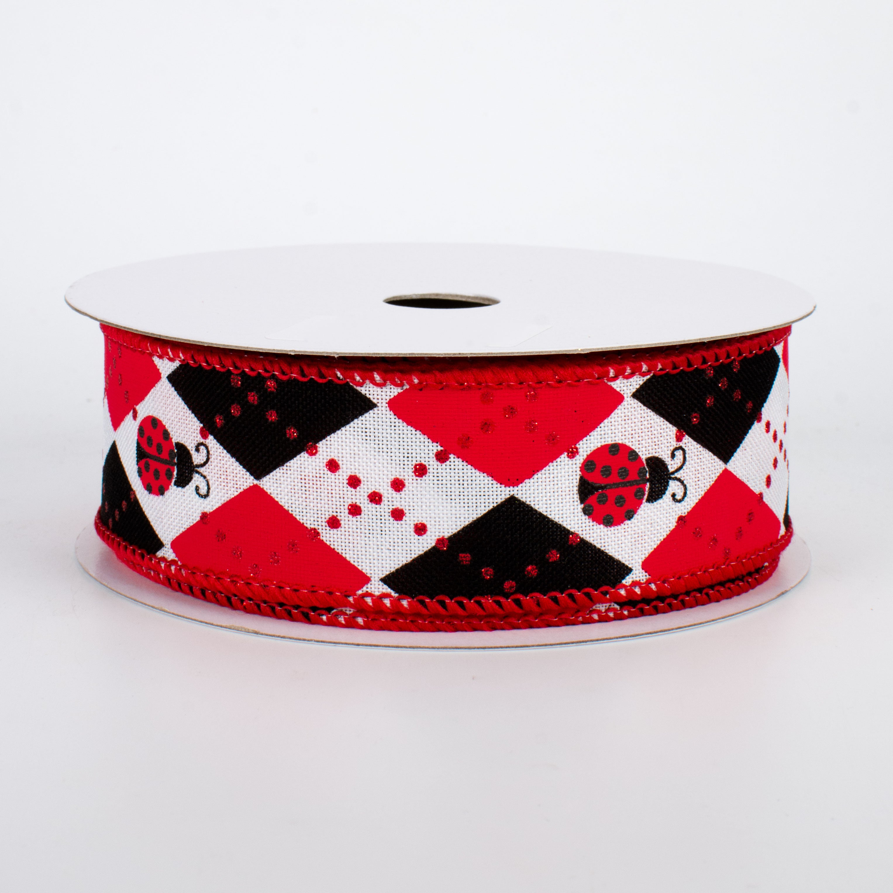 1.5" Argyle Ladybugs Ribbon (10 Yards)