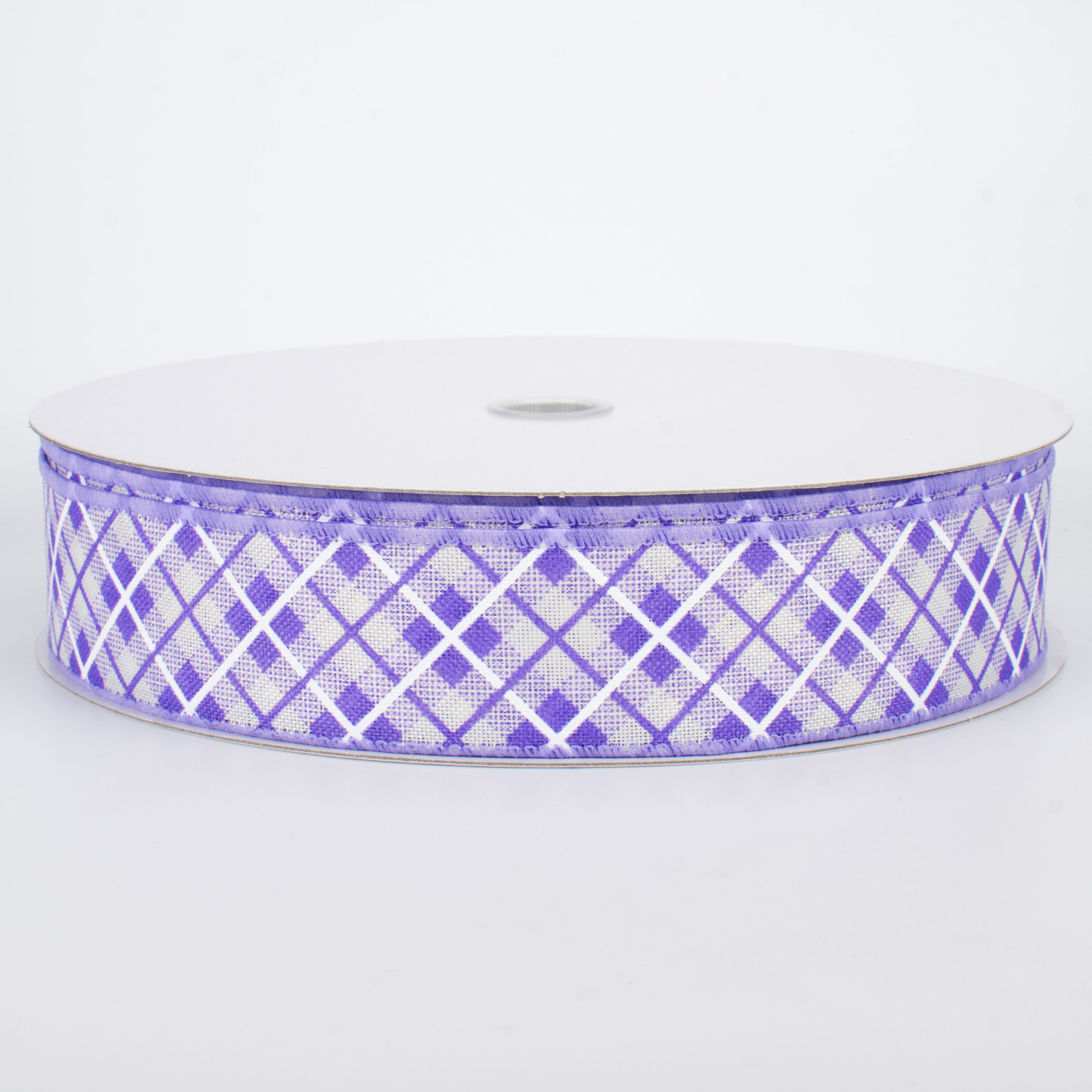 1.5" Argyle Plaid Ribbon: Lavender (50 Yards)
