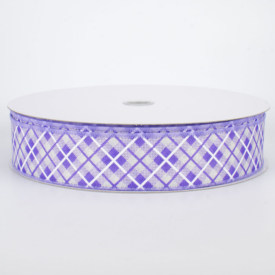 1.5" Argyle Plaid Ribbon: Lavender (50 Yards)
