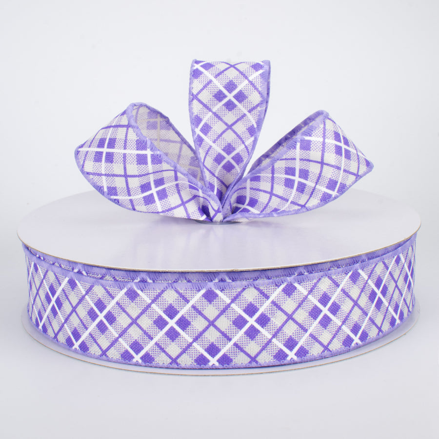 1.5" Argyle Plaid Ribbon: Lavender (50 Yards) Lifestyle Photo