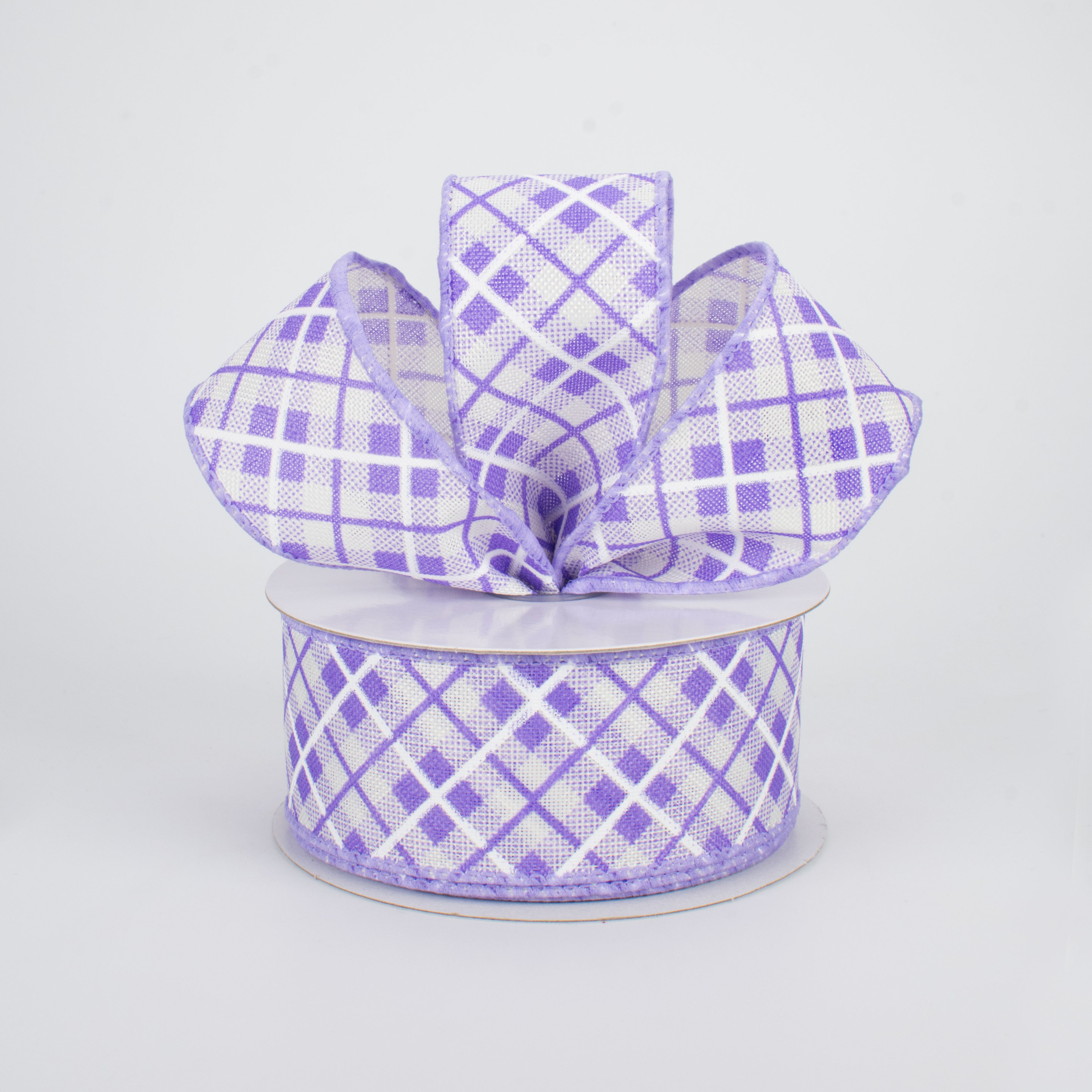 1.5" Argyle Plaid Ribbon: Lavender (10 Yards) Lifestyle Photo