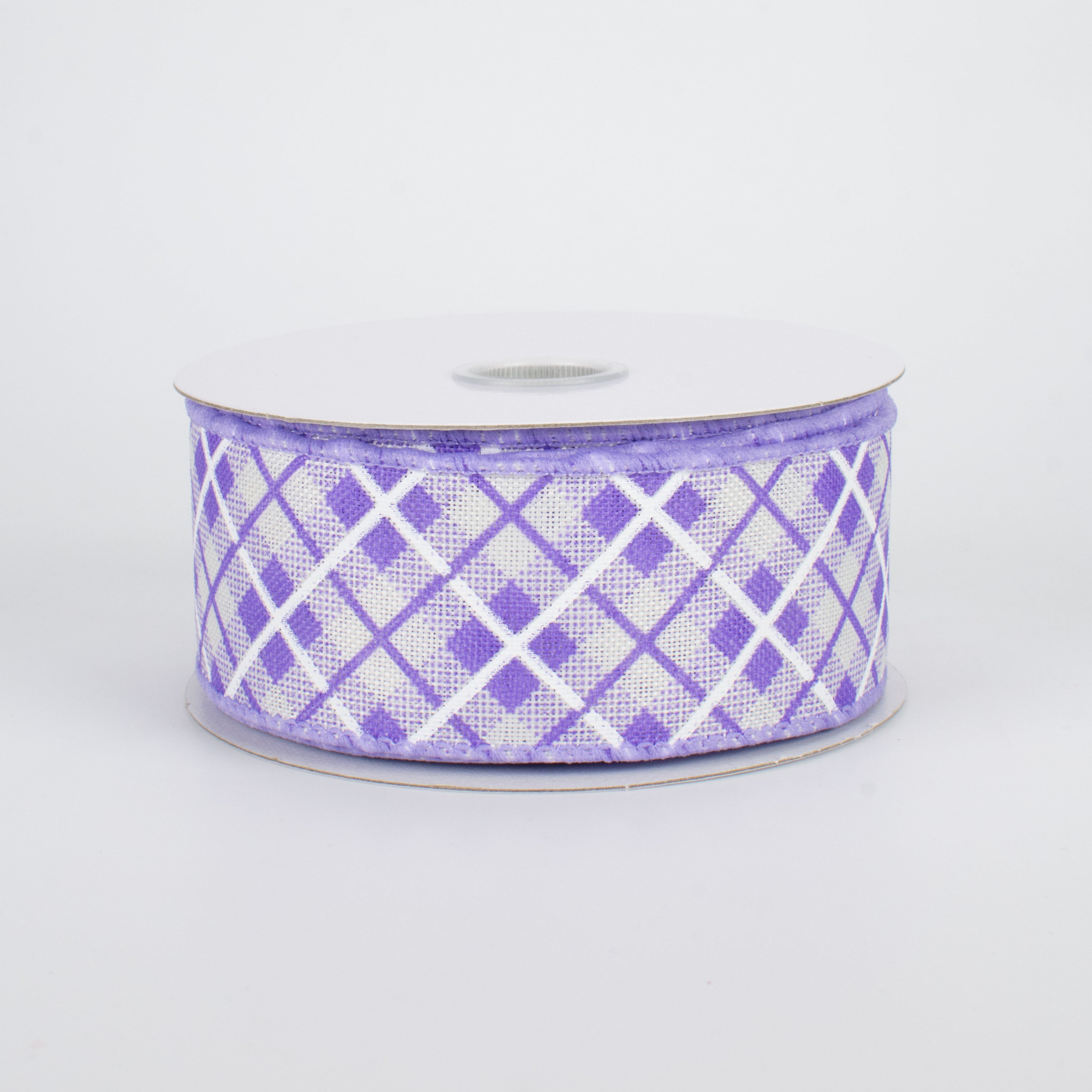 1.5" Argyle Plaid Ribbon: Lavender (10 Yards)