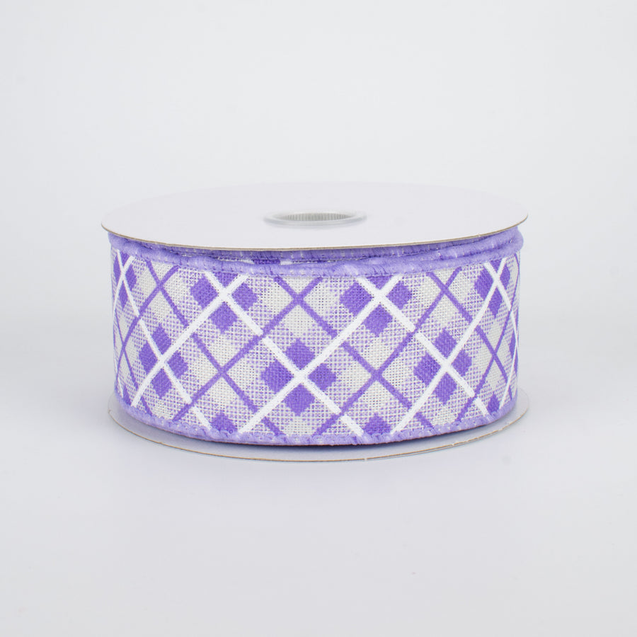 1.5" Argyle Plaid Ribbon: Lavender (10 Yards)