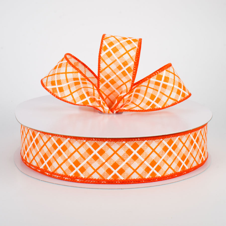 1.5" Argyle Plaid Ribbon: Orange (50 Yards) Lifestyle Photo