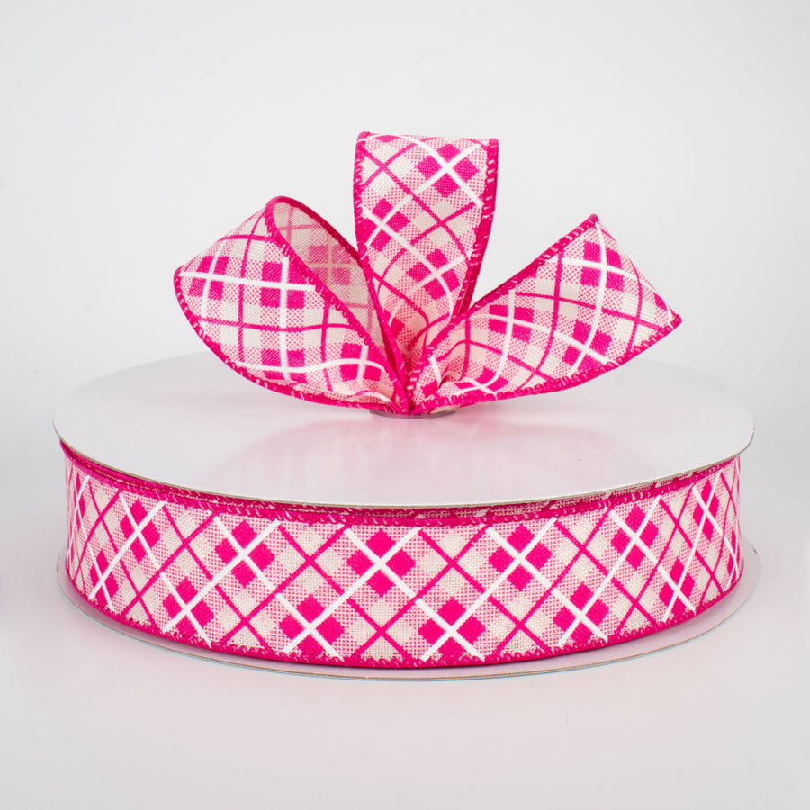 1.5" Argyle Plaid Ribbon: Pink (50 Yards) Lifestyle Photo