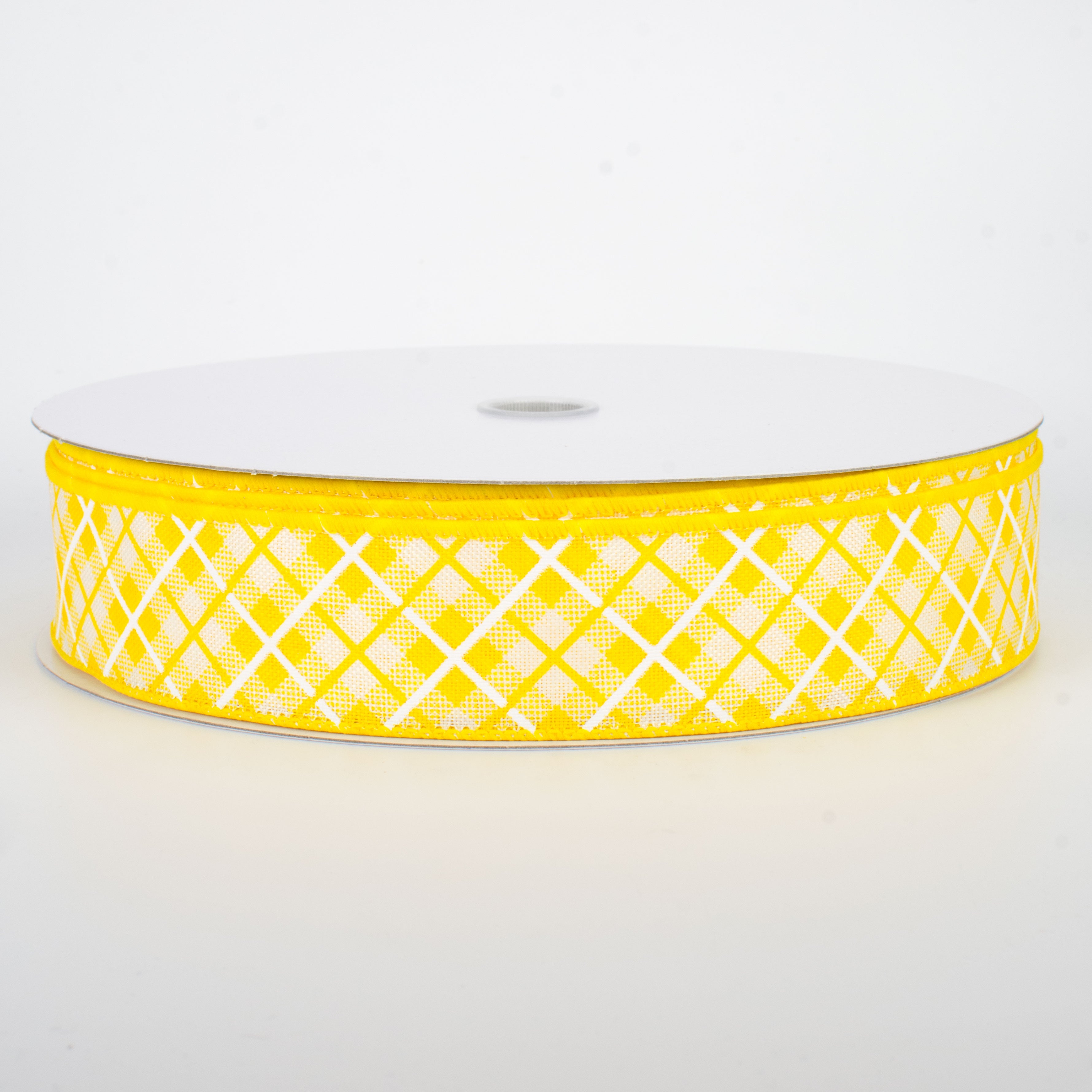 1.5" Argyle Plaid Ribbon: Yellow (50 Yards)
