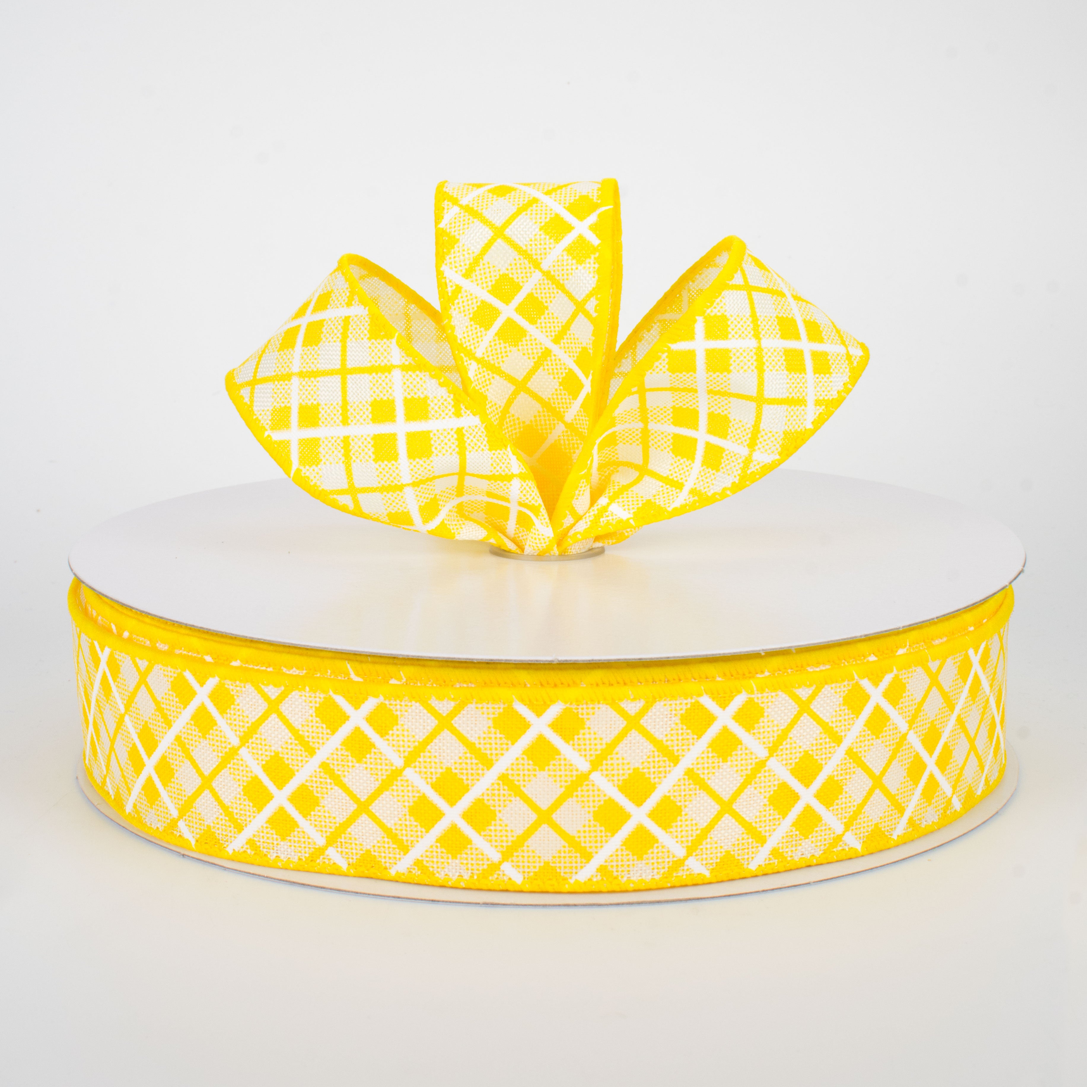 1.5" Argyle Plaid Ribbon: Yellow (50 Yards) Lifestyle Photo