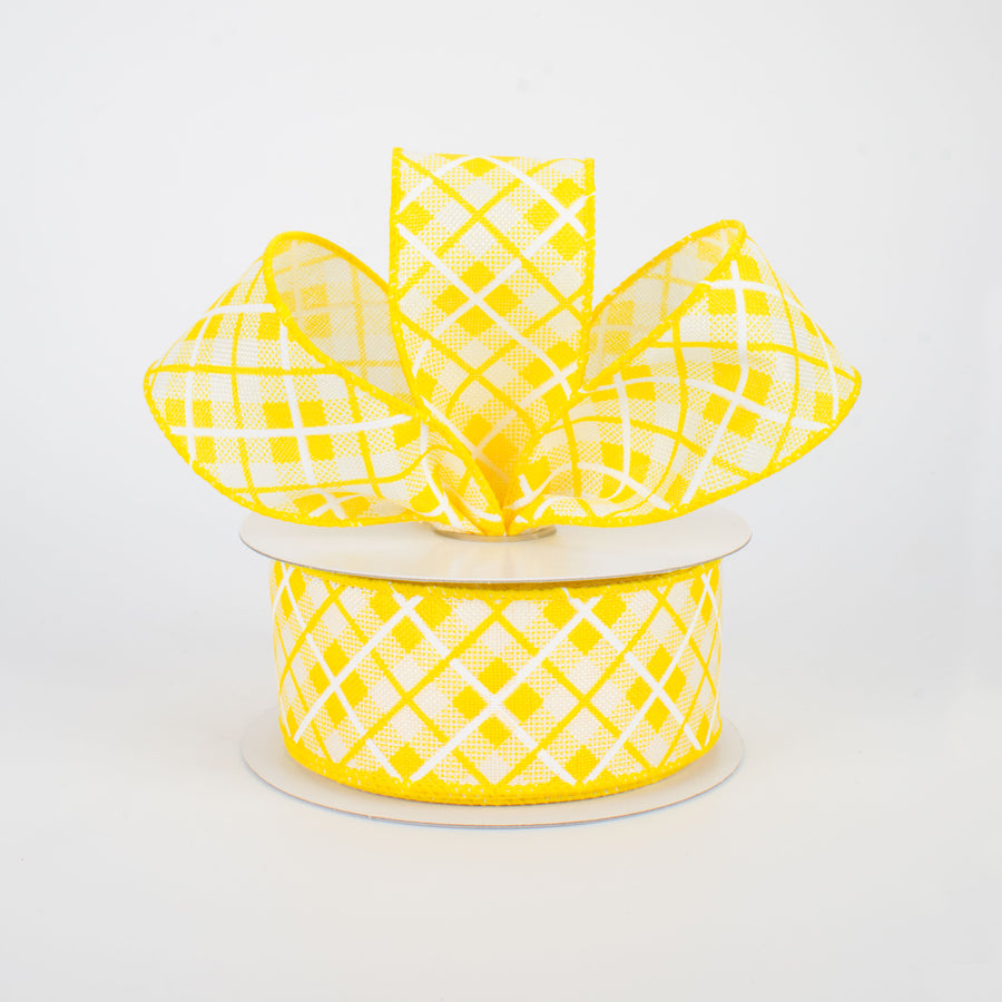 1.5" Argyle Plaid Ribbon: Yellow (10 Yards) Lifestyle Photo
