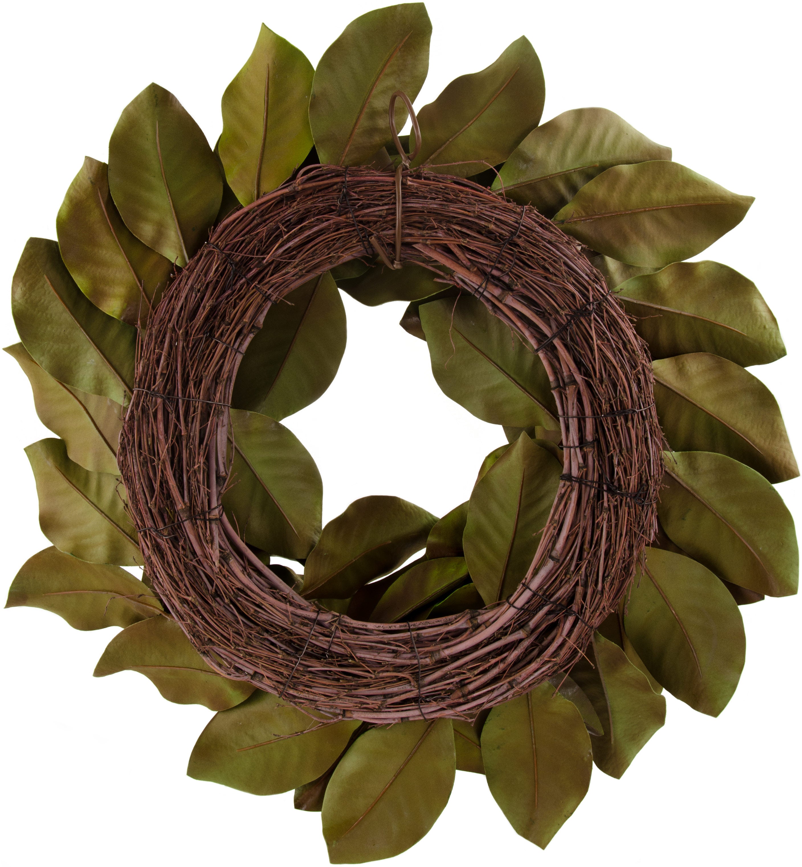 26" Artificial Magnolia Leaf Wreath: Realistic Green Lifestyle Photo