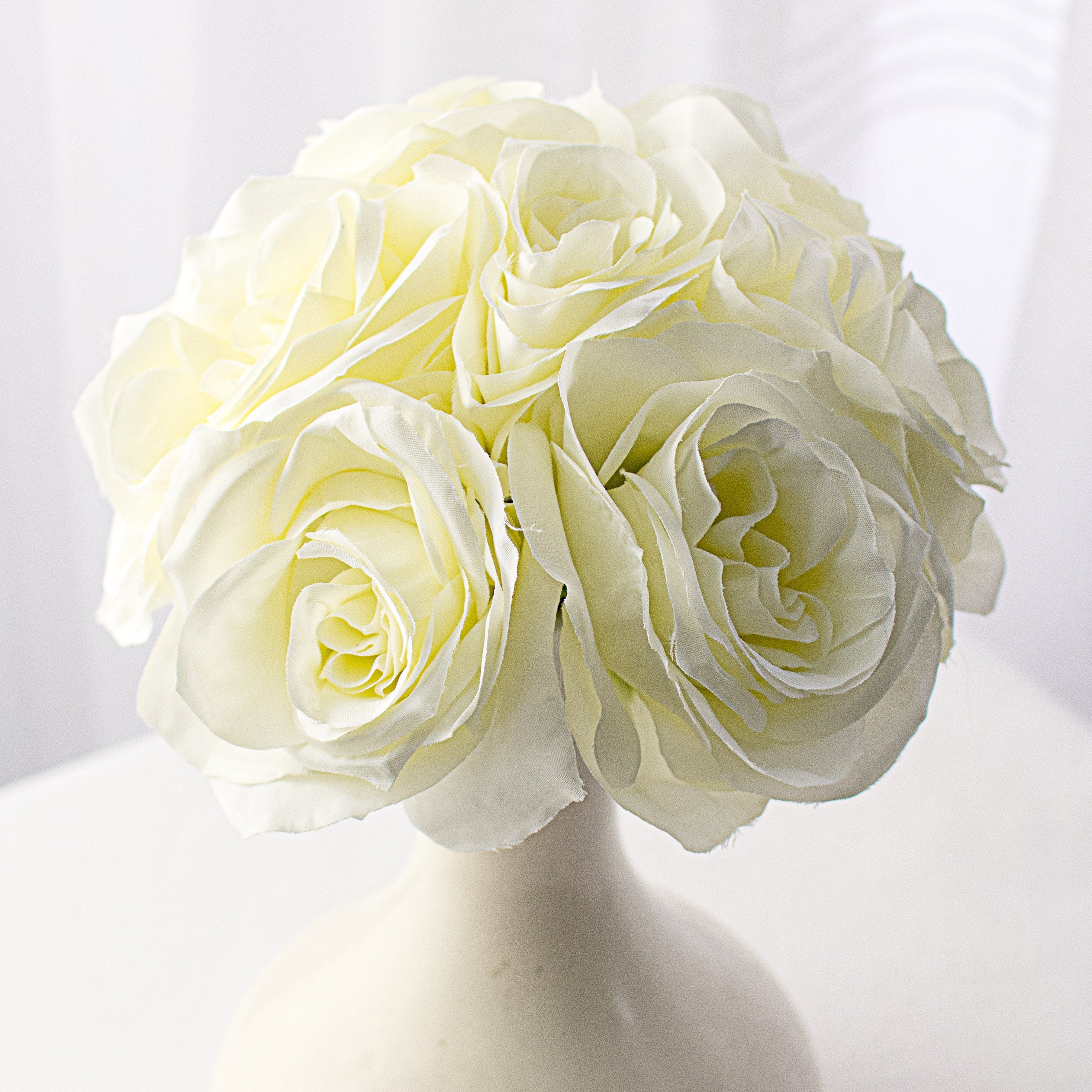 12" Ashley Rose Bouquet: Ivory (7) Item Number: 30399CM