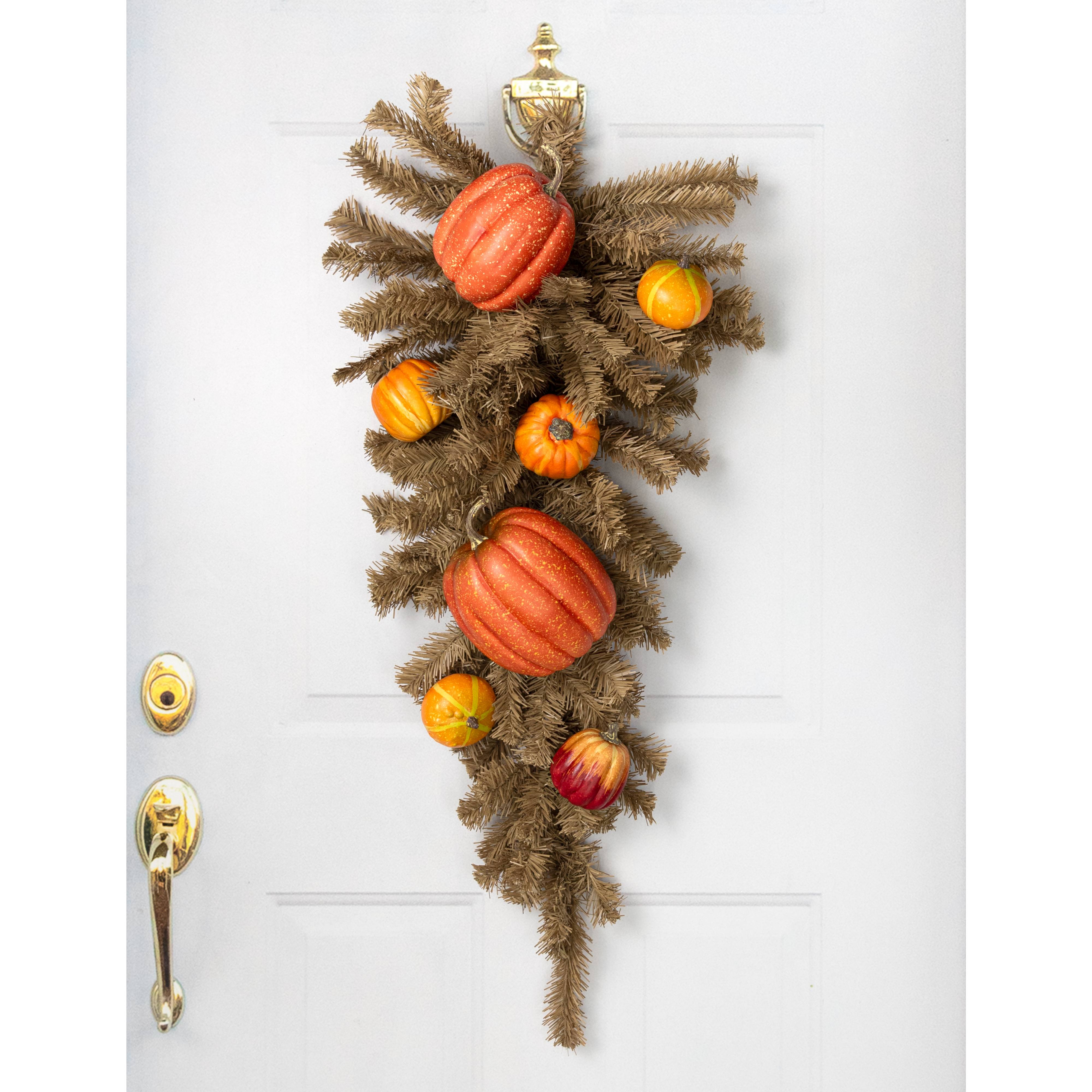 Assorted Artificial Pumpkins & Gourds: Orange & Yellow (Bag of 7) Lifestyle Photo