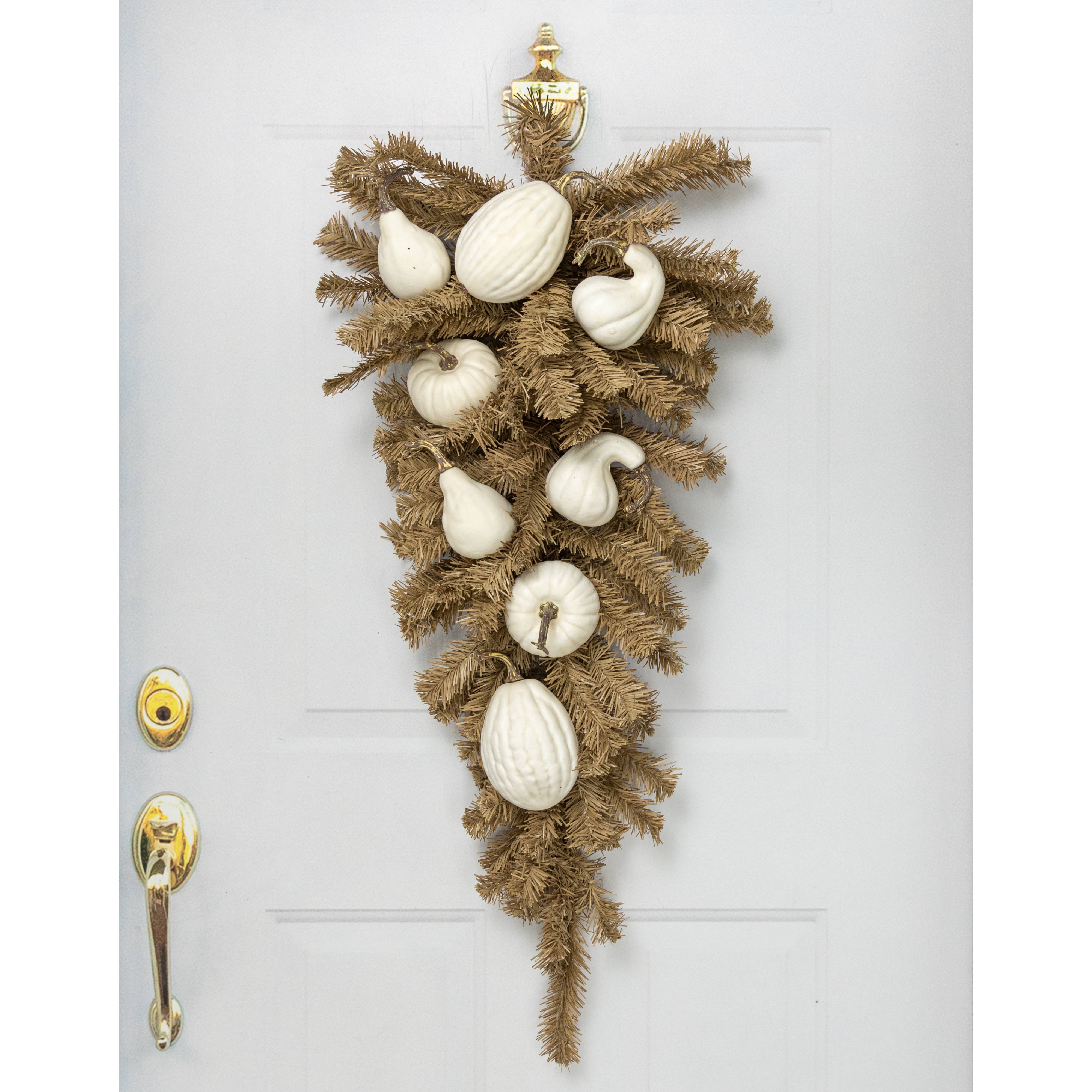 Assorted Medium Artificial Pumpkins & Gourds: White / Cream (Bag of 8) Lifestyle Photo