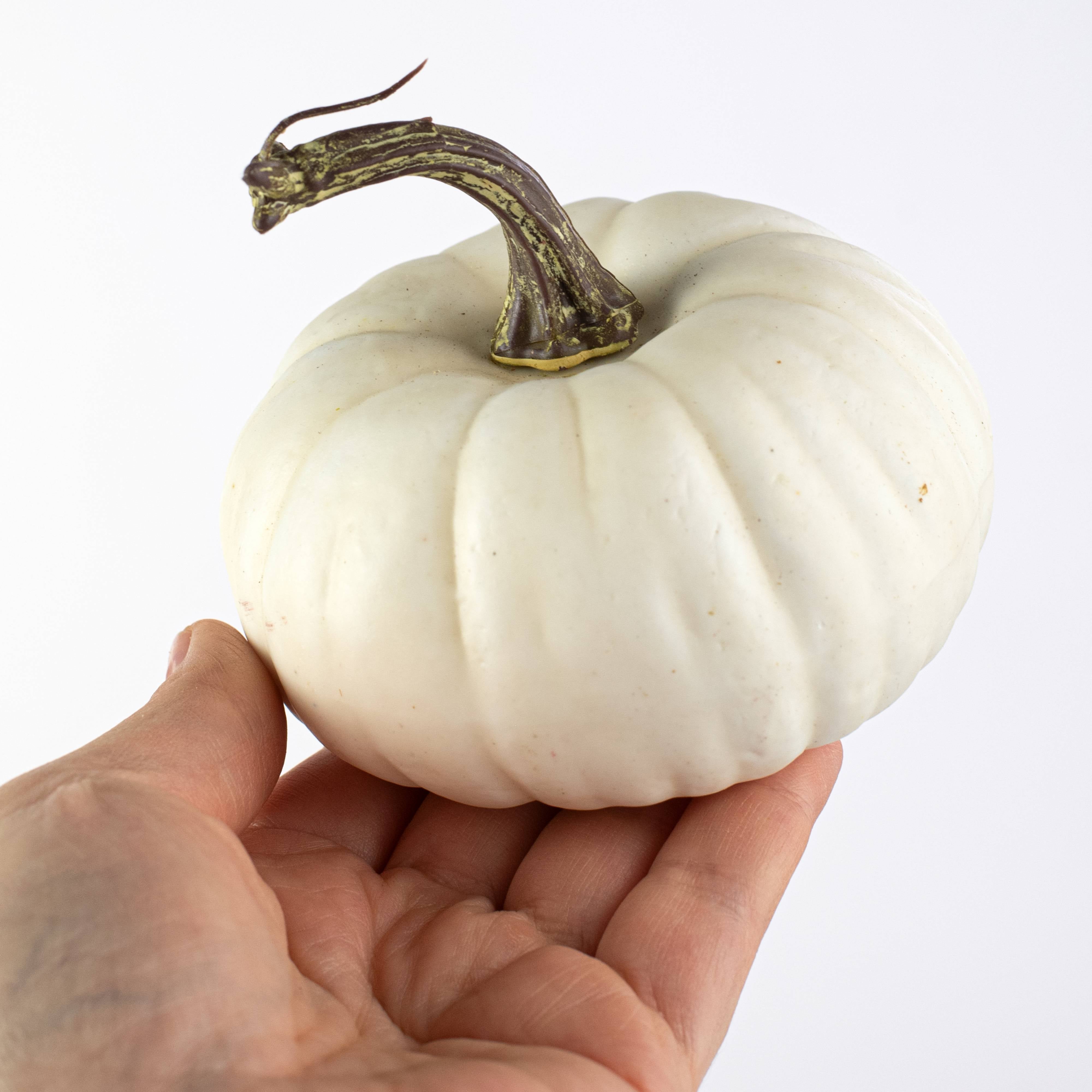 Assorted Medium Artificial Pumpkins & Gourds: White / Cream (Bag of 8)